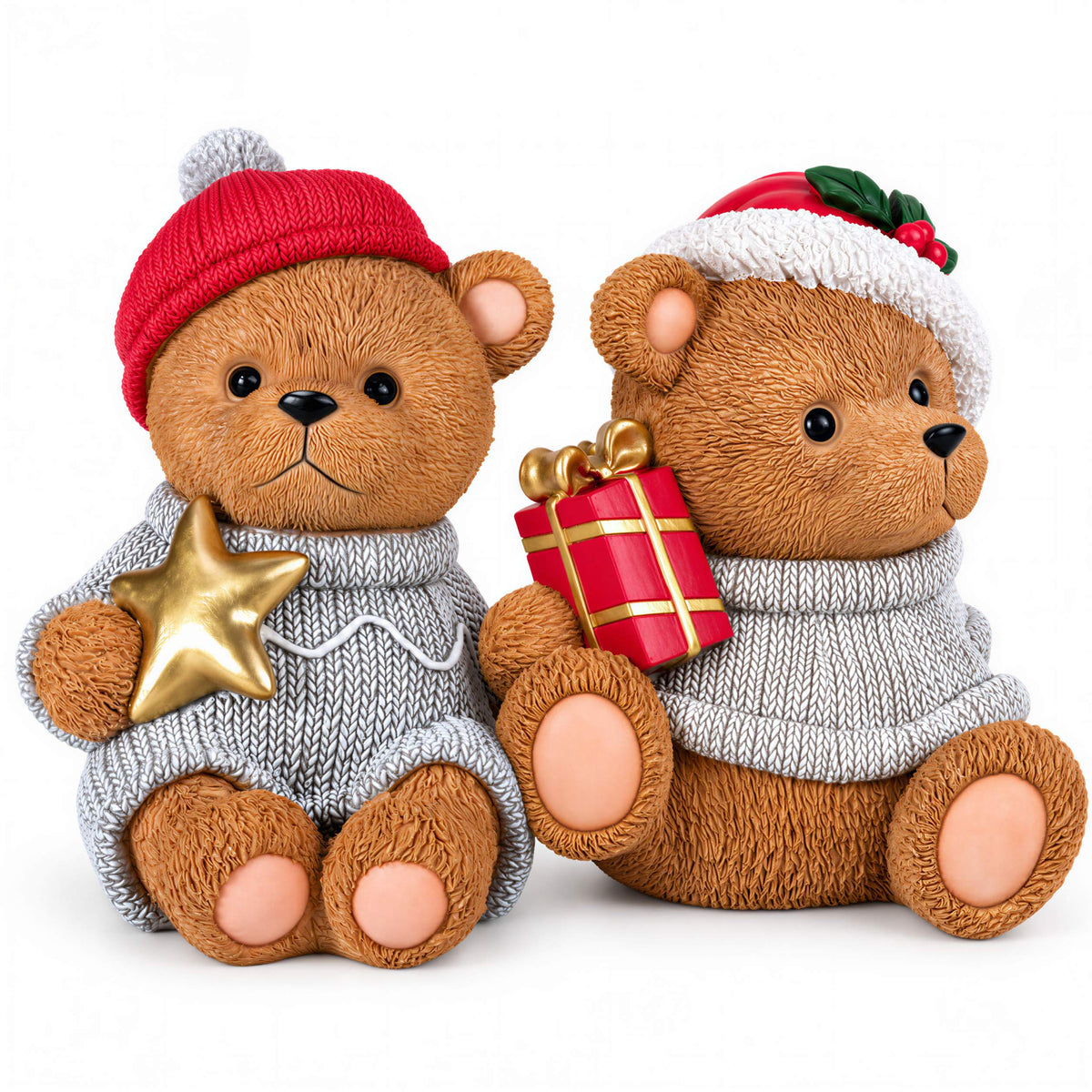 Bär Figur Weihnachtsdeko Tischdeko Weihnachtsbär mit Stern oder Geschenk