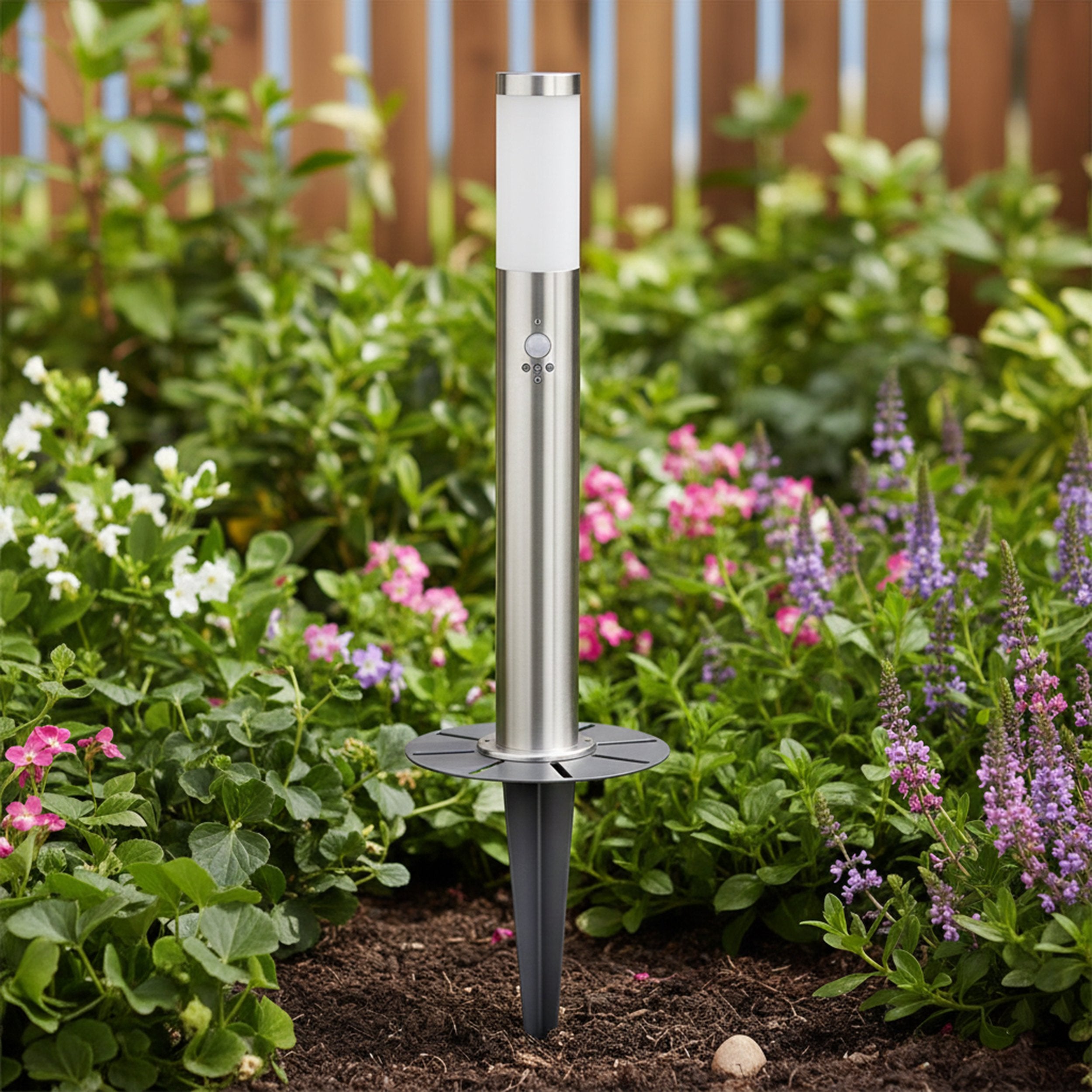 Universal Erdspieß kompakt für Gartenleuchte, Lampe & Gartensteckdose, pulverbeschichtet mit Kabelführung