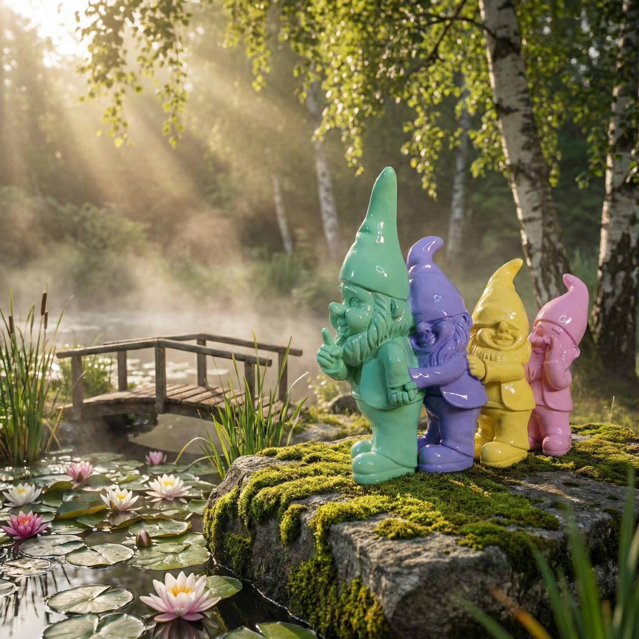 Gartenzwerg Zwergen Polonaise -GartenPoser- Zwerg Deko in Pastell Hochglanz 2 Größen (LinePoser)