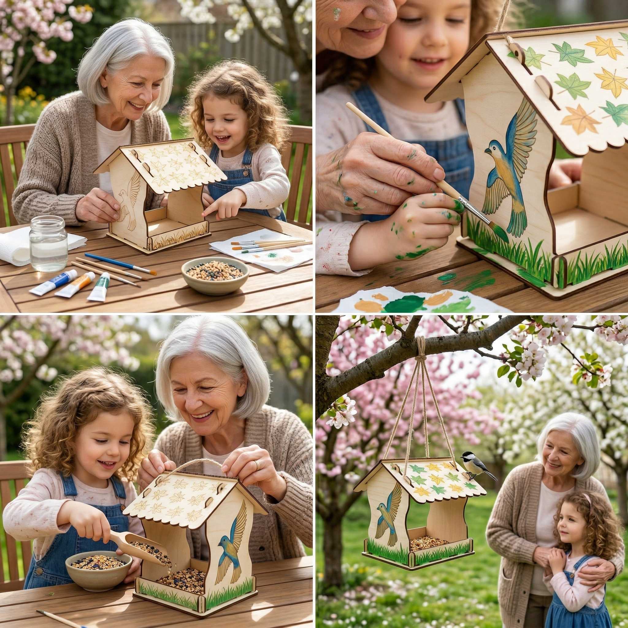 Vogelfutterhaus zum Bemalen Holz Vogelhaus Bausatz Kinder Futterhäuschen zum Hängen