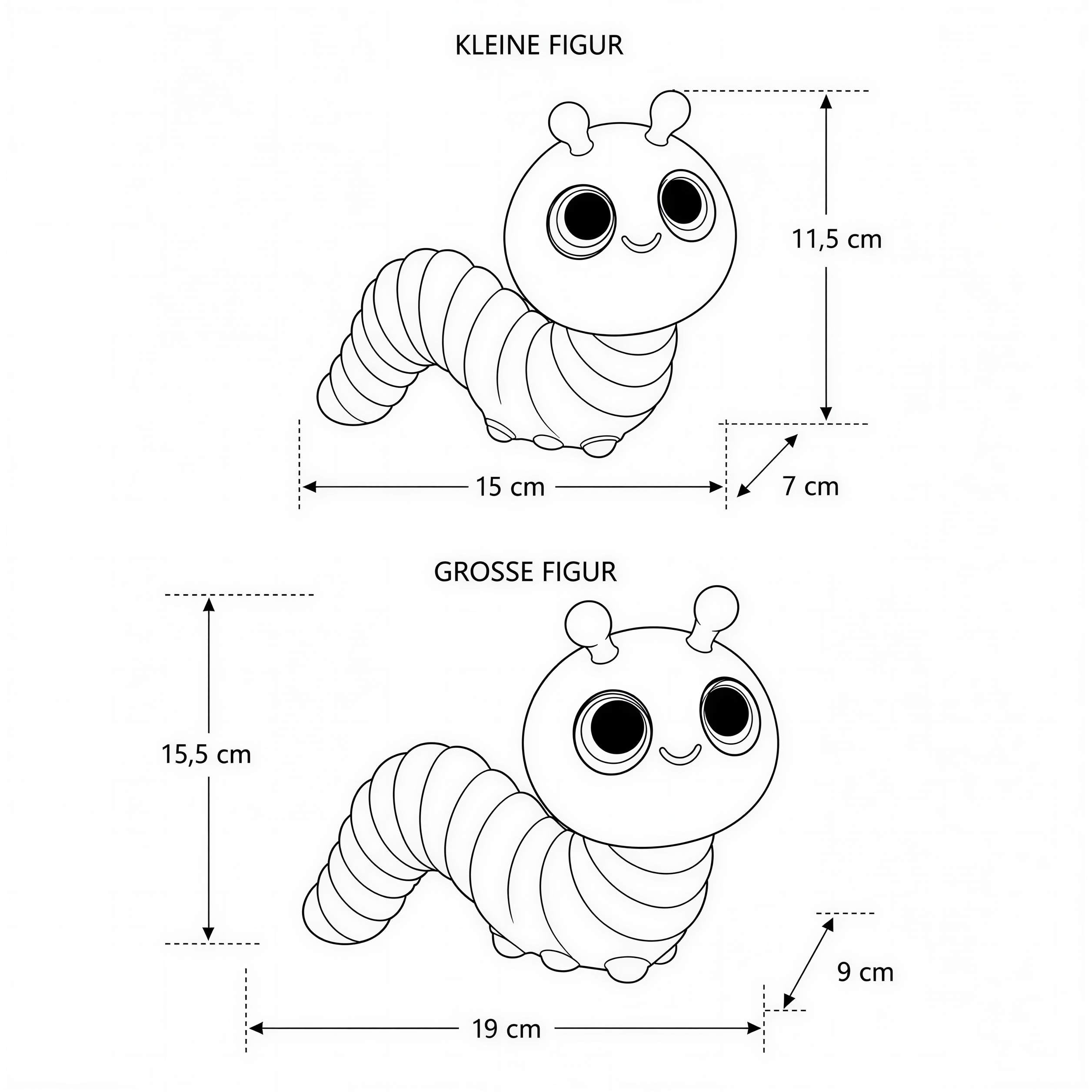 GlossiBande Wattwurm Figur Deko Wurm glänzend groß oder klein in Grün und Orange