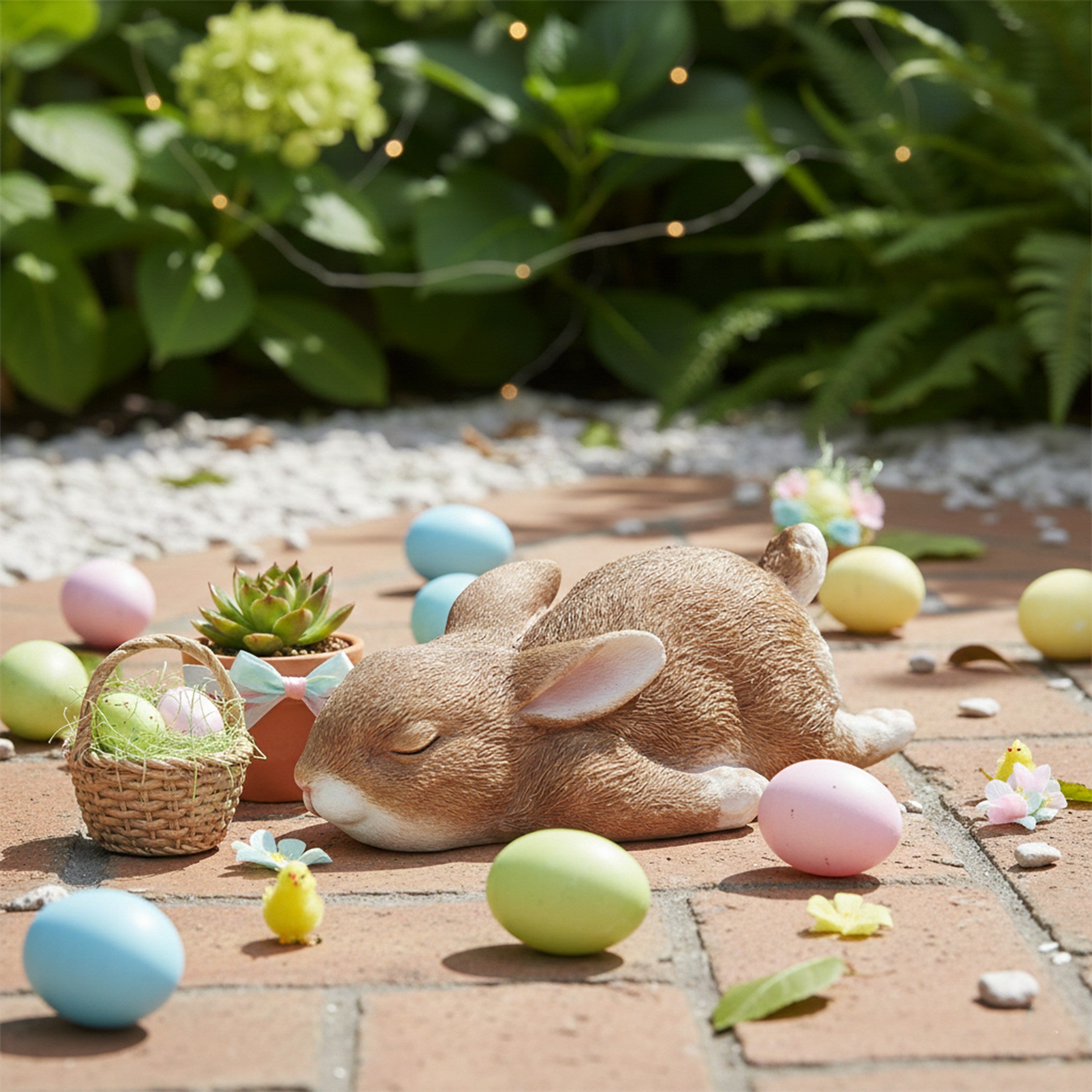 Deko Hase schlafend Hasenfigur Osterhase Deko Hase Figur für Haus und Garten