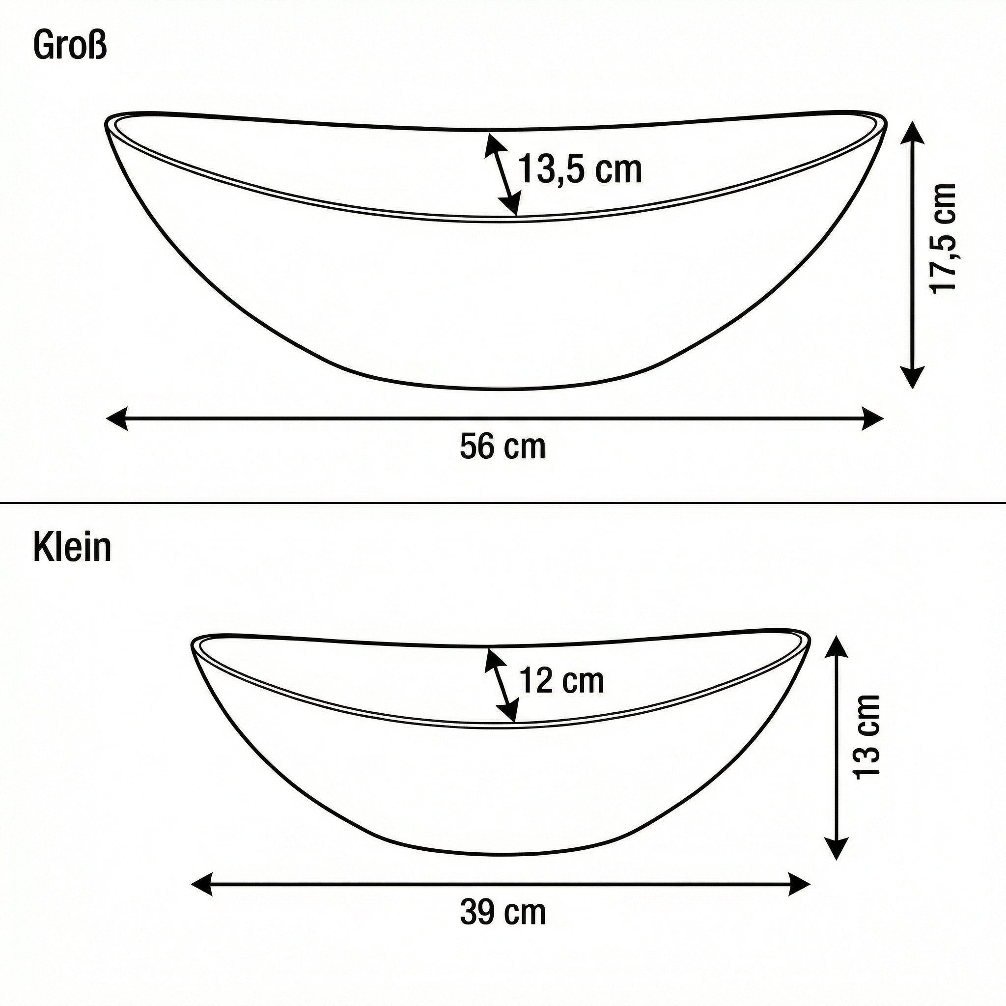 Pflanzschale „Boat“ aus recyceltem Kunststoff – Blumentopf länglich in Anthrazit oder Sand