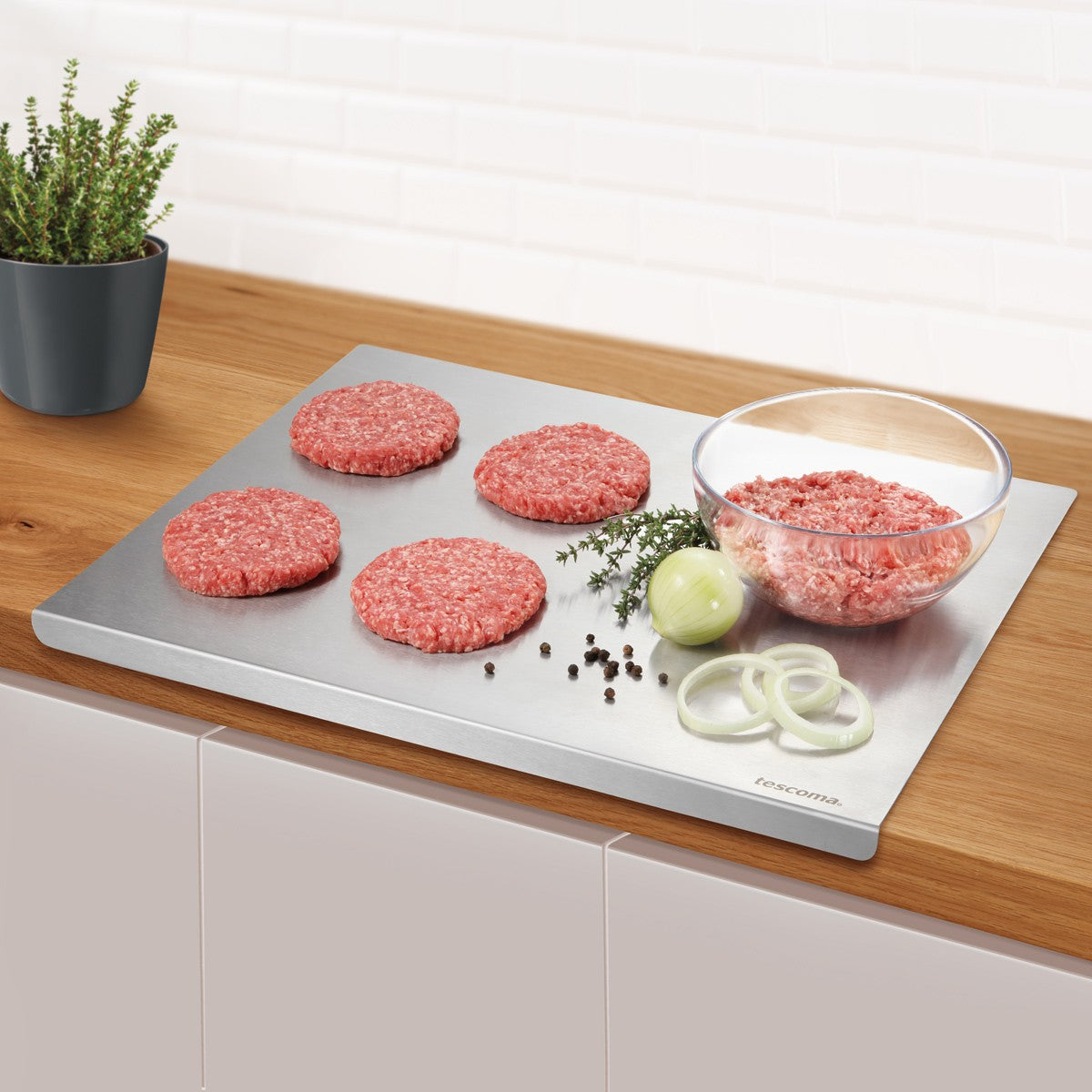 Tescoma Edelstahl-Platte für Lebensmittel GrandCHEF 45 x 35 cm – Küchenplatte