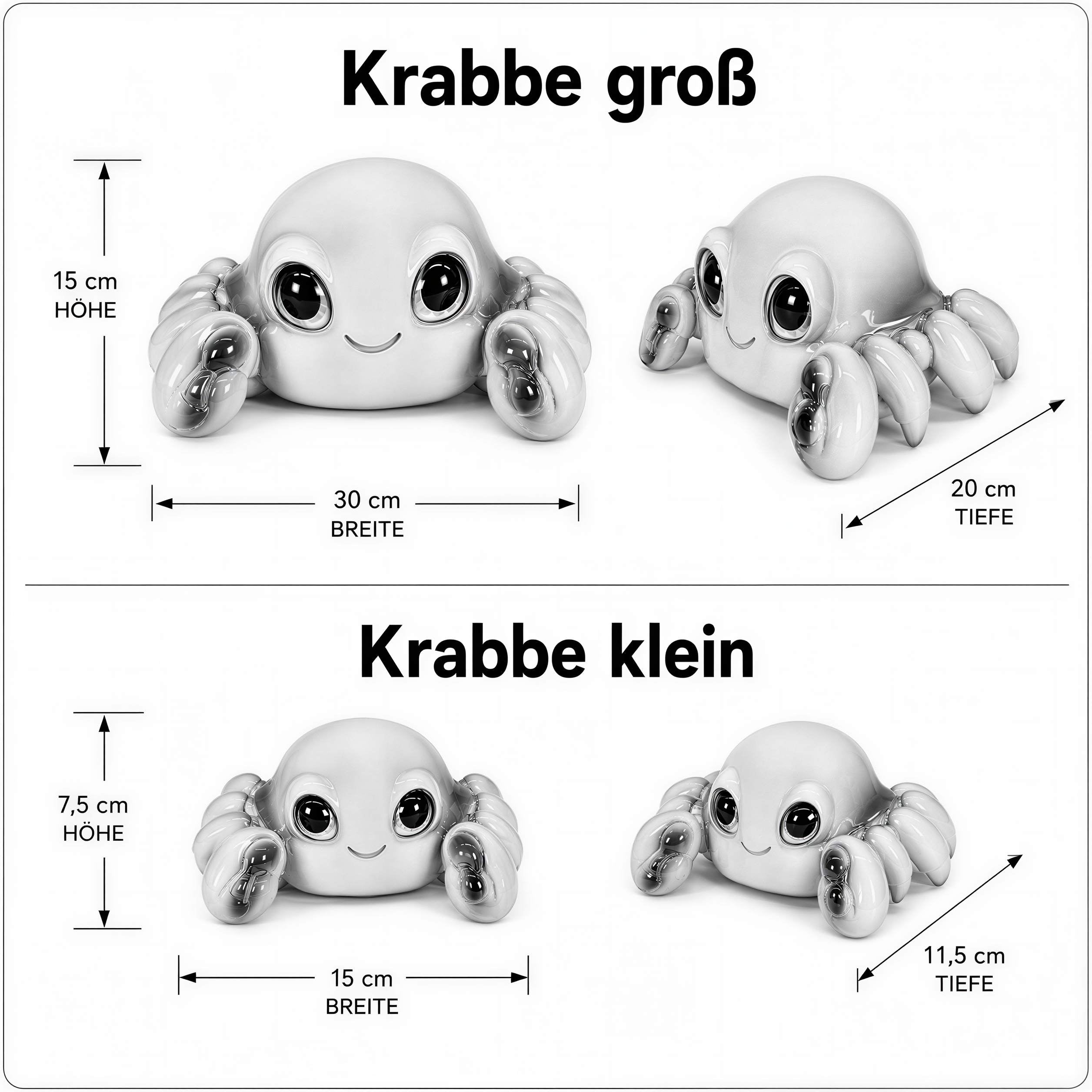 GlossiBande Krabbe Figur glänzend Deko Krabbe groß oder klein in Blau und Orange