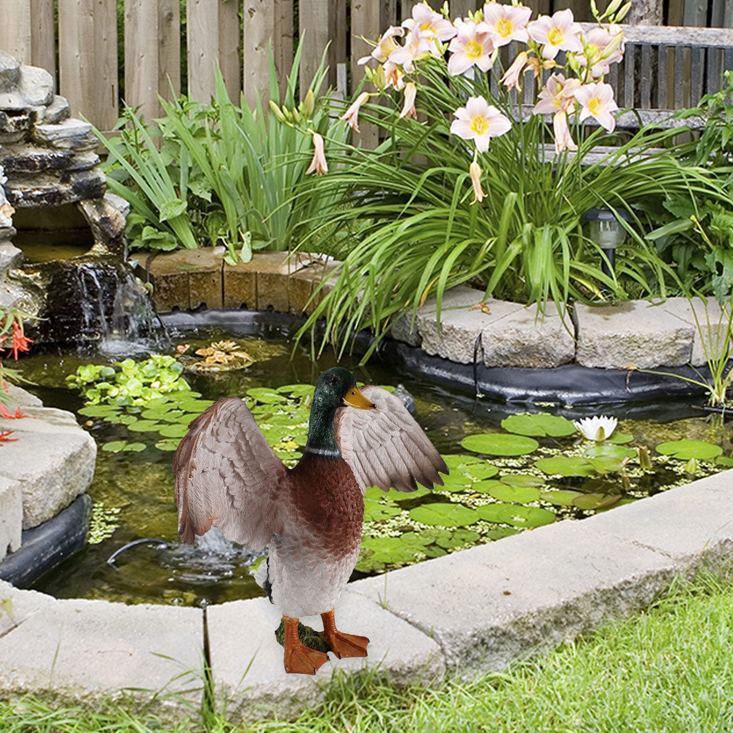 Enten Figur XL Deko Ente Groß mit geöffneten Flügeln Deko Enten für den Garten