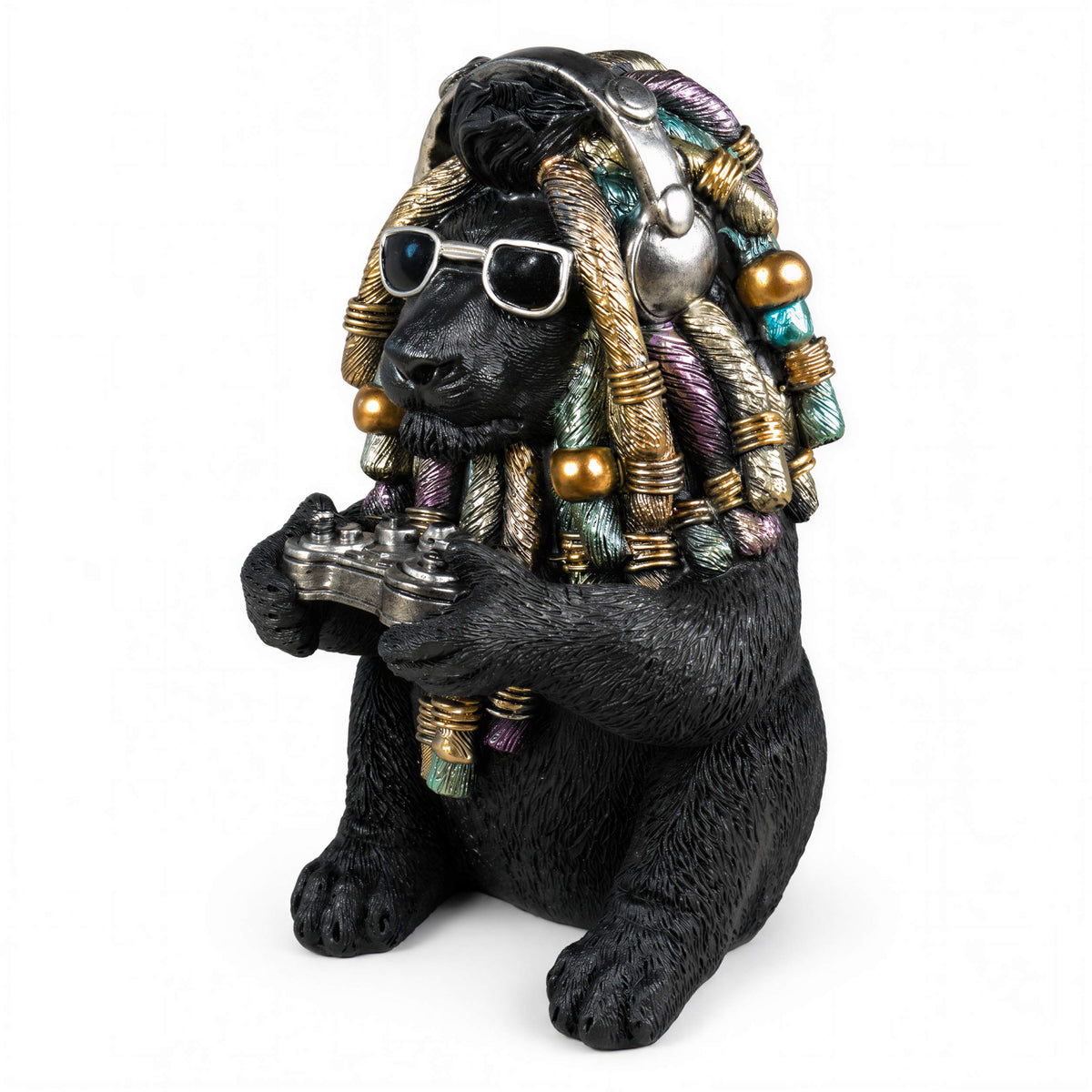 Löwe Figur Urban Royals mit Dreadlocks Controller Kopfhörer Geschenk für Gamer