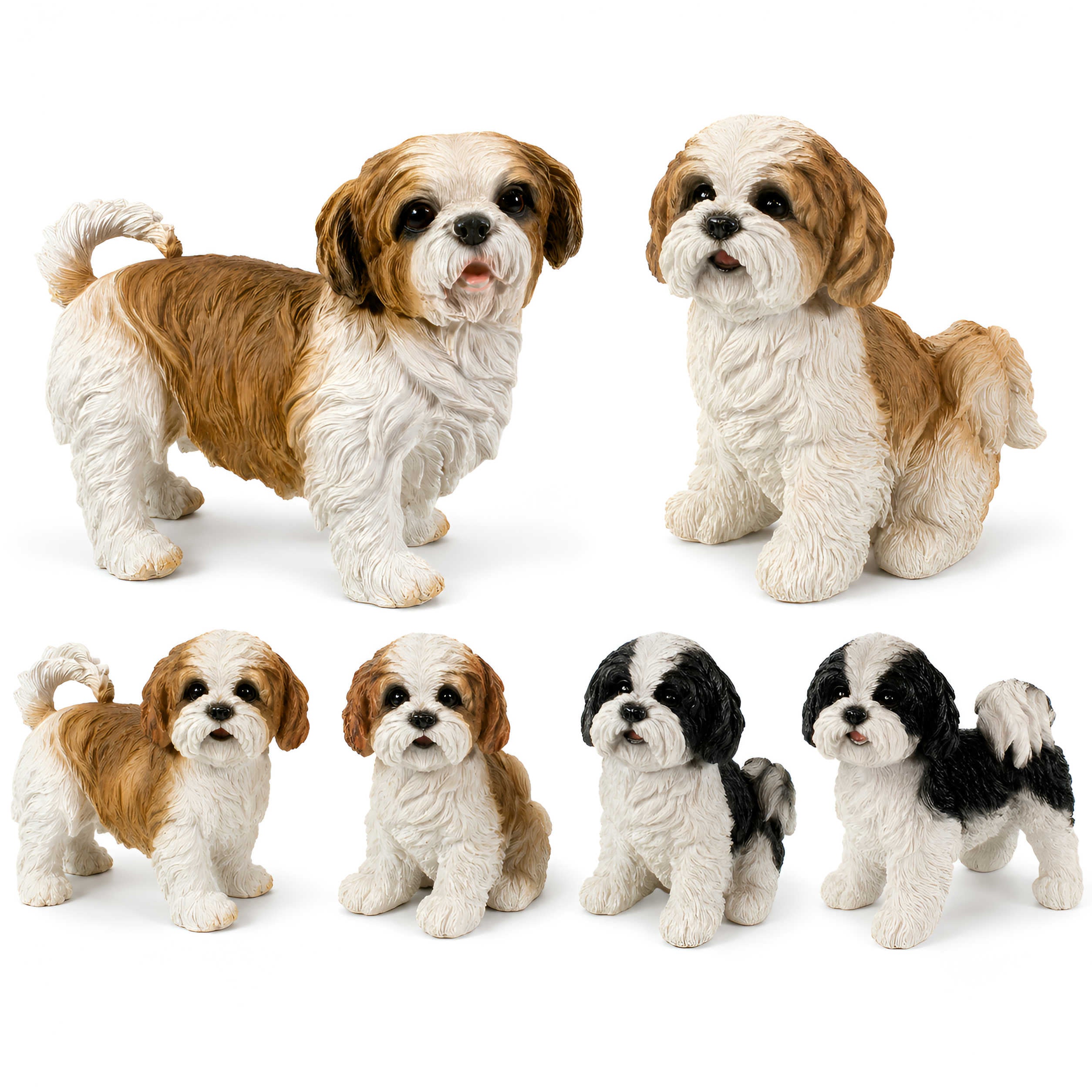 Shih Tzu Hundefigur lebensecht, Deko Hund für Haus & Garten in verschiedenen Größen, Farben & Posen