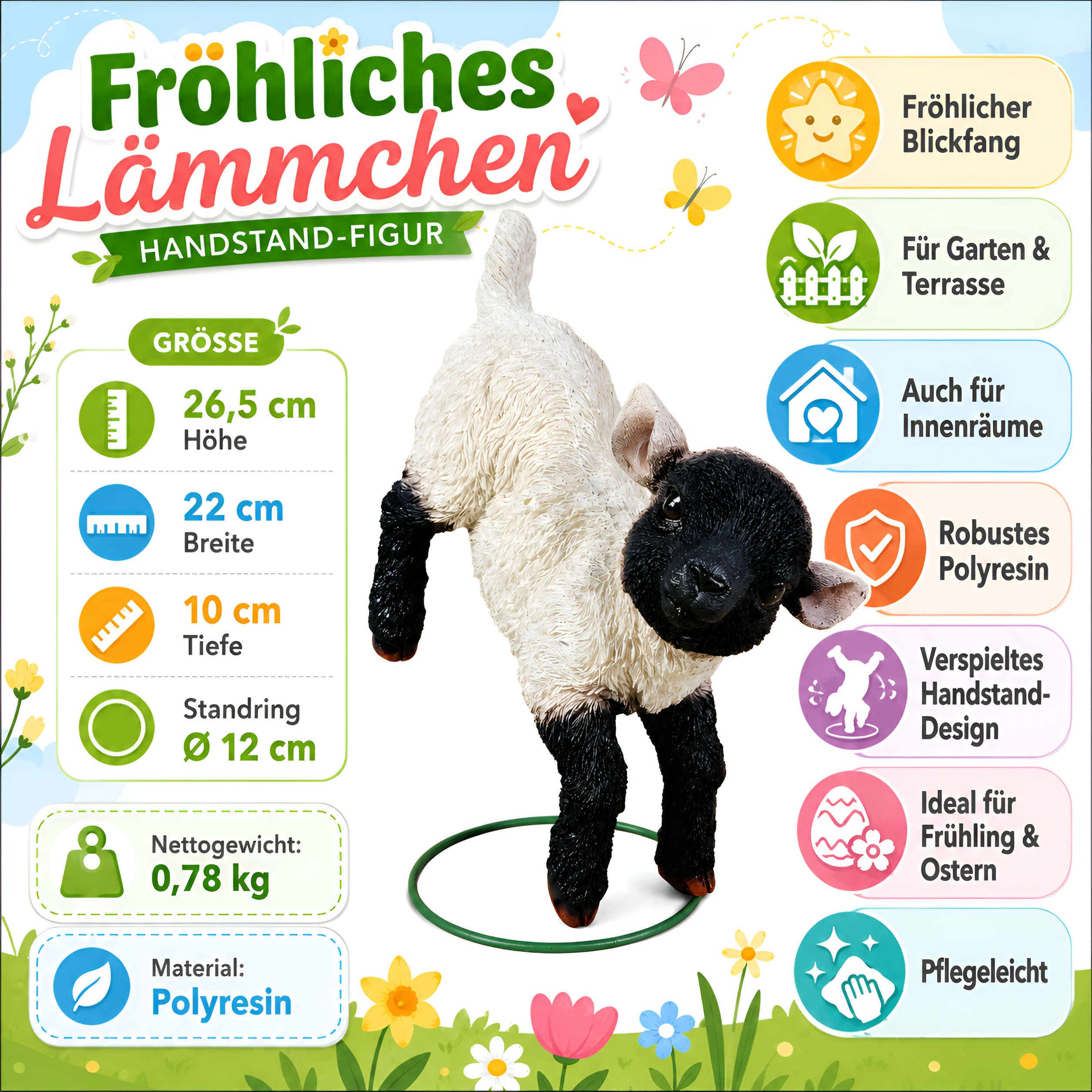Schaffiguren Lamm Figur Deko Schafe für Garten Gartenfigur Lamm Varianten