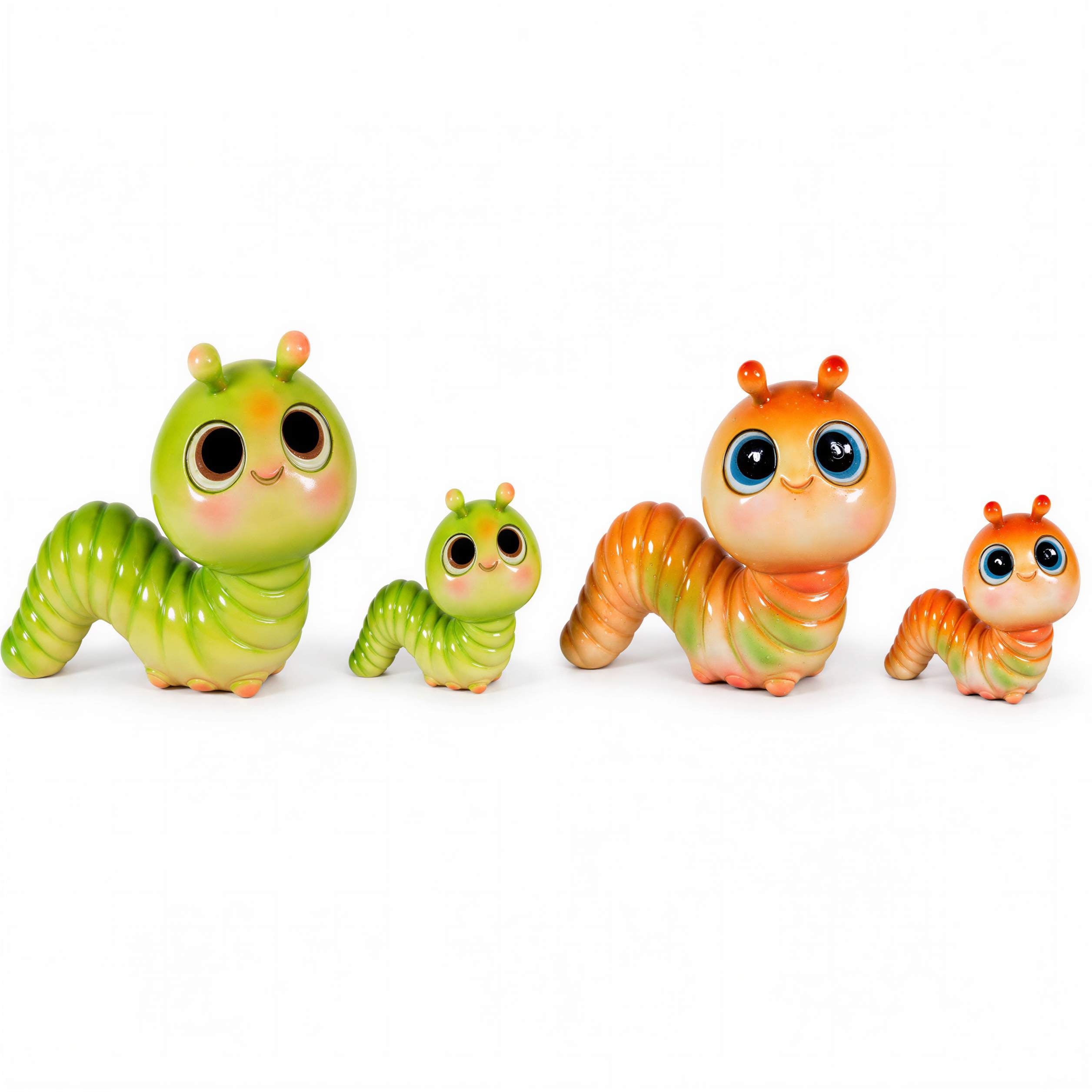 GlossiBande Wattwurm Figur Deko Wurm glänzend groß oder klein in Grün und Orange