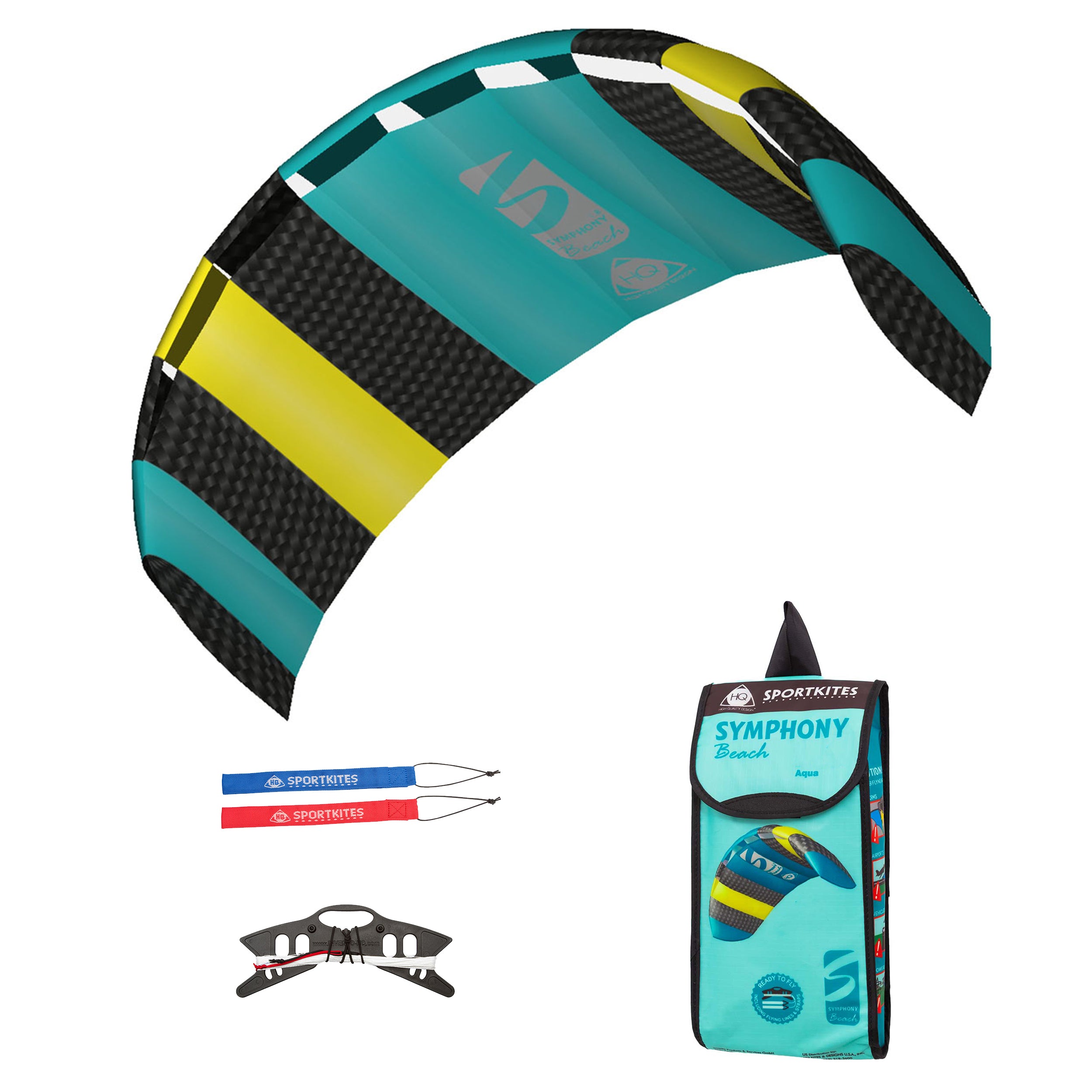 HQ Lenkmatte Symphony Beach III 1.8 Aqua R2F Allround Lenkdrachen Kite
