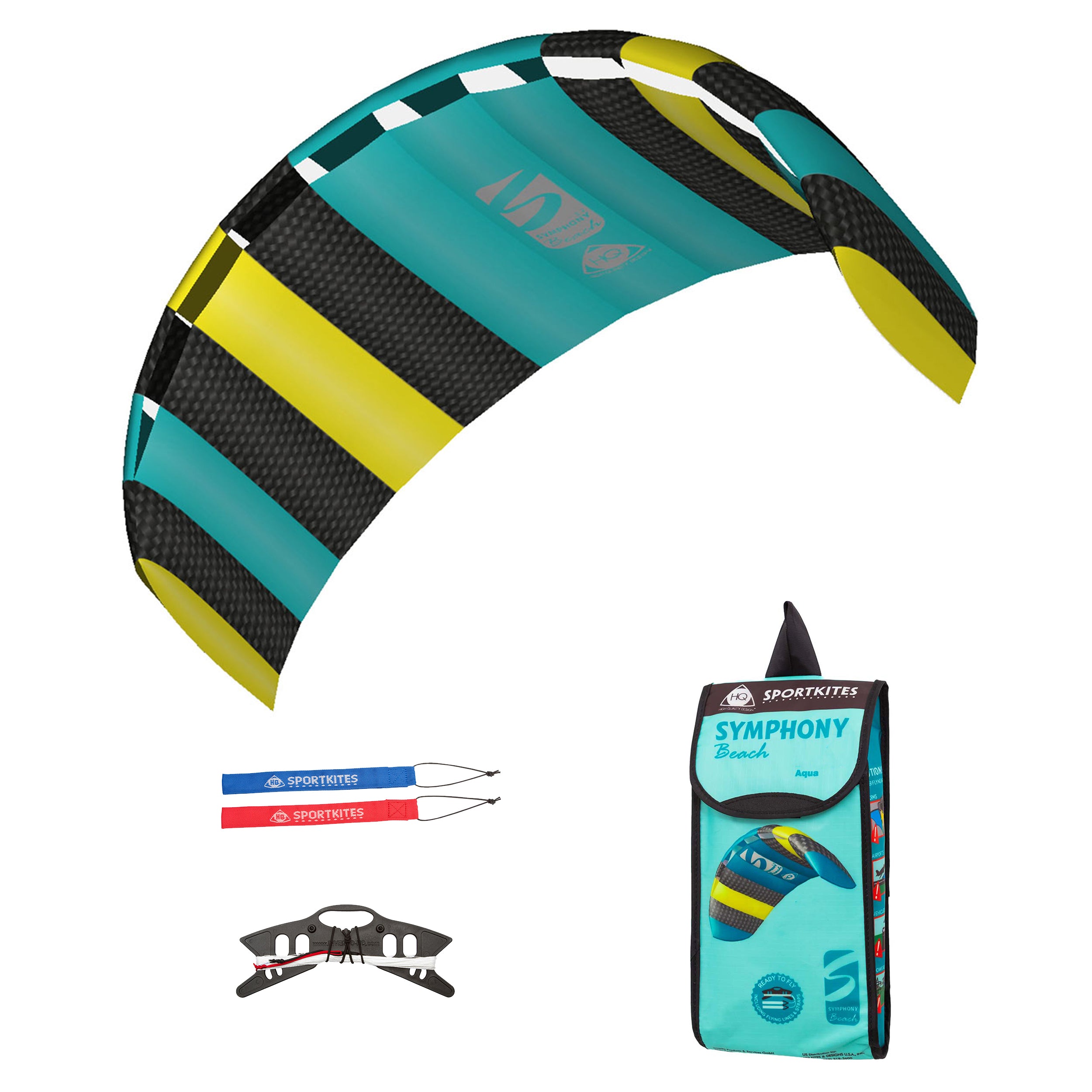 HQ Lenkmatte Symphony Beach III 2.2 Aqua R2F Allround Lenkdrachen Kite