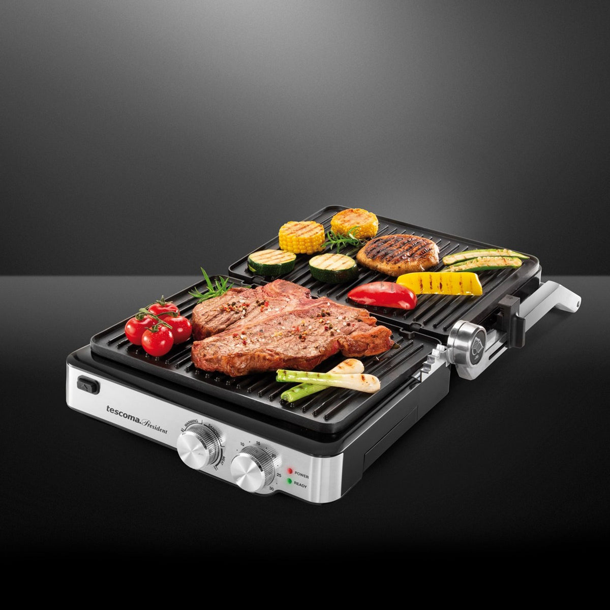 Kontaktgrill 2000 W Edelstahl Elektro Tischgrill Tescoma President