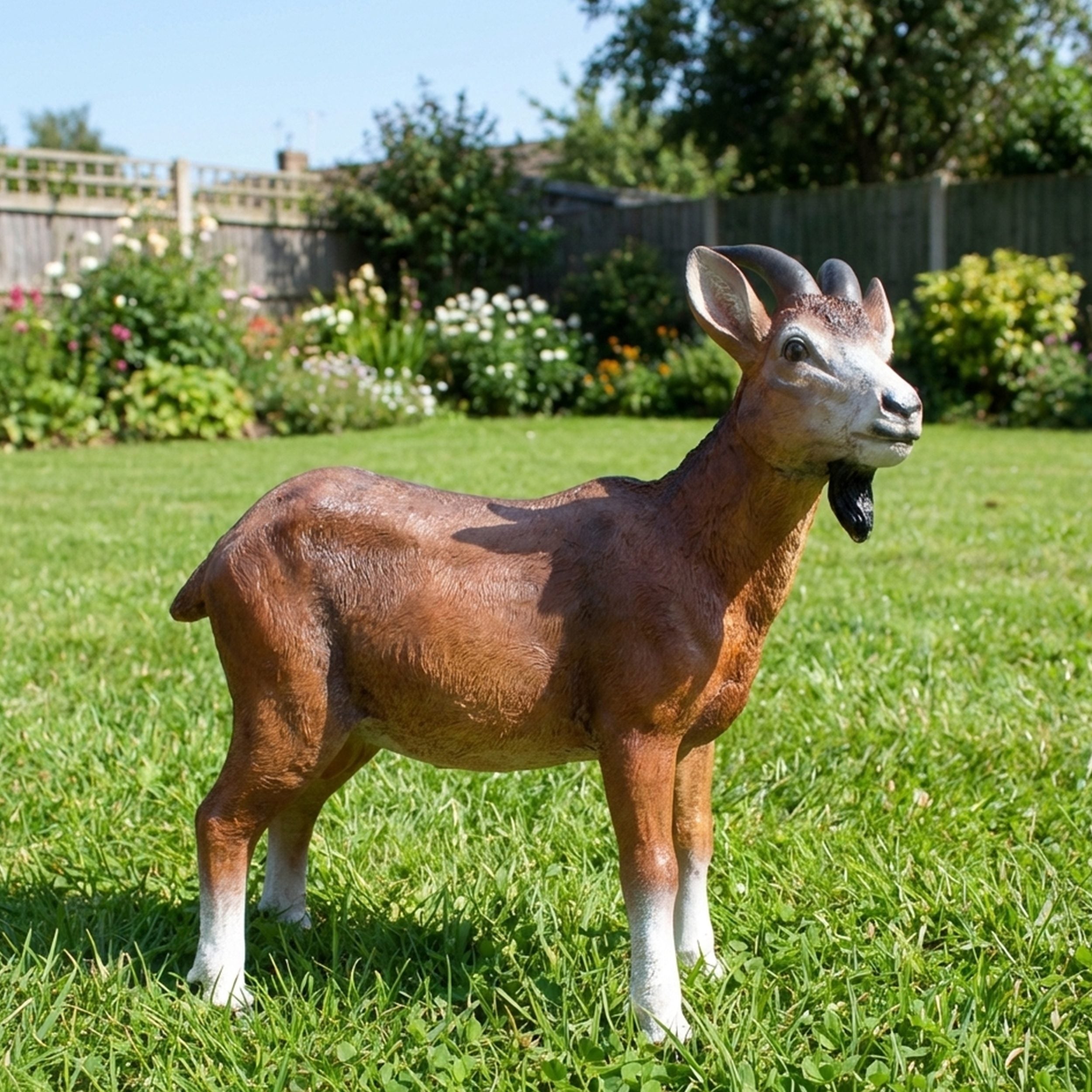 Ziegenbock Figur Bruce - Gartenfigur Ziege als Tierfigur Geißbock Deko für Garten, Terrasse & Hof