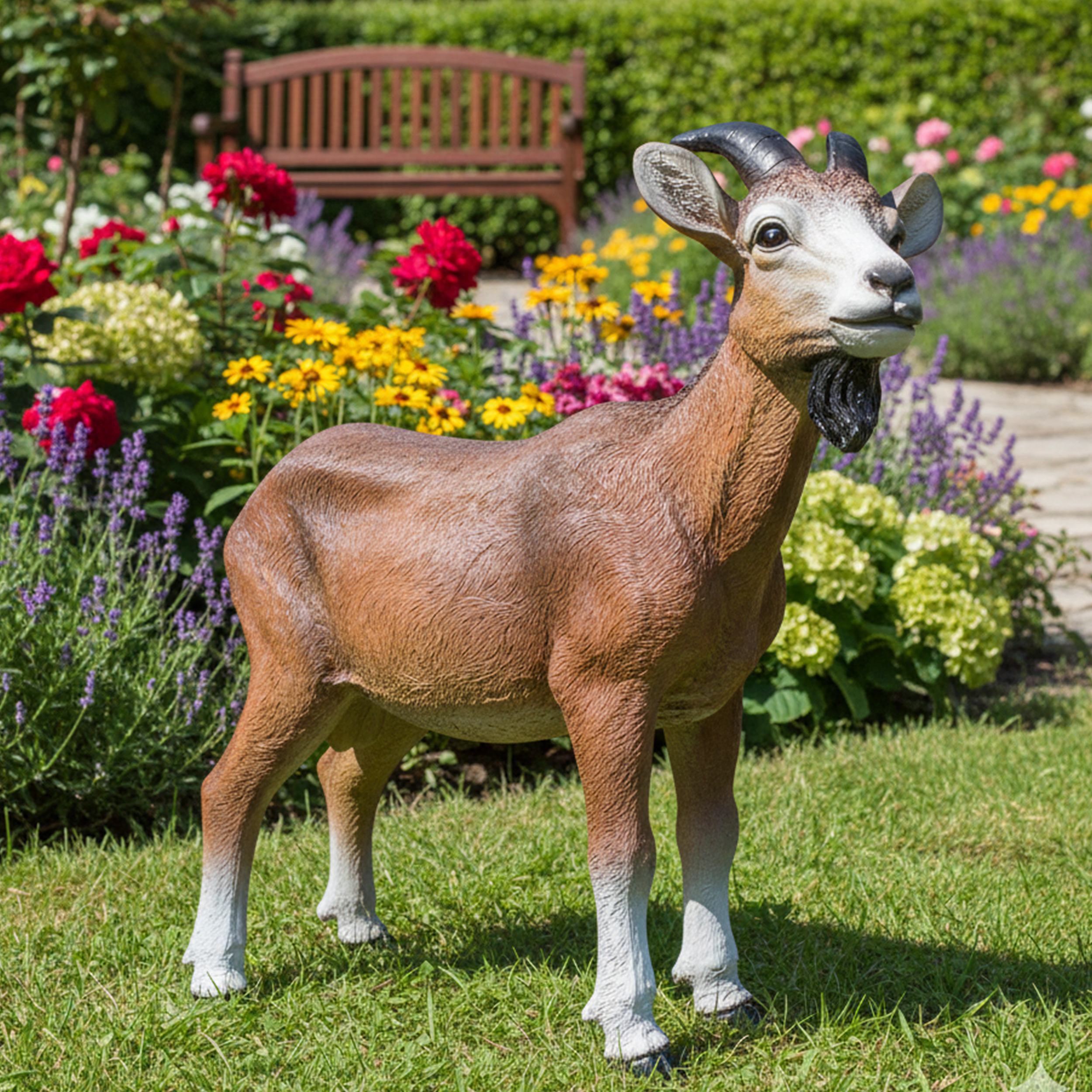 Ziegenbock Figur Bruce - Gartenfigur Ziege als Tierfigur Geißbock Deko für Garten, Terrasse & Hof