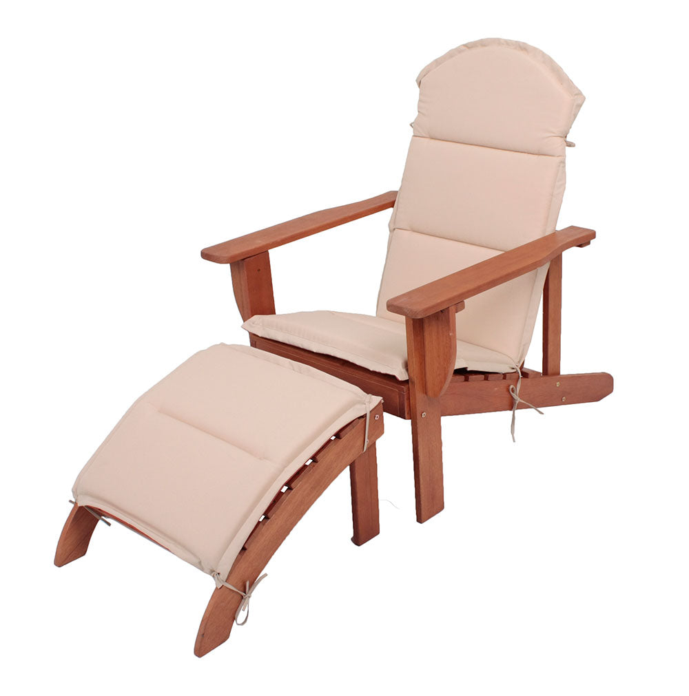 Gartenstuhl Adirondack Chair HARPER Fußteil Sitzauflage Holz Eukalyptus FSC 100%
