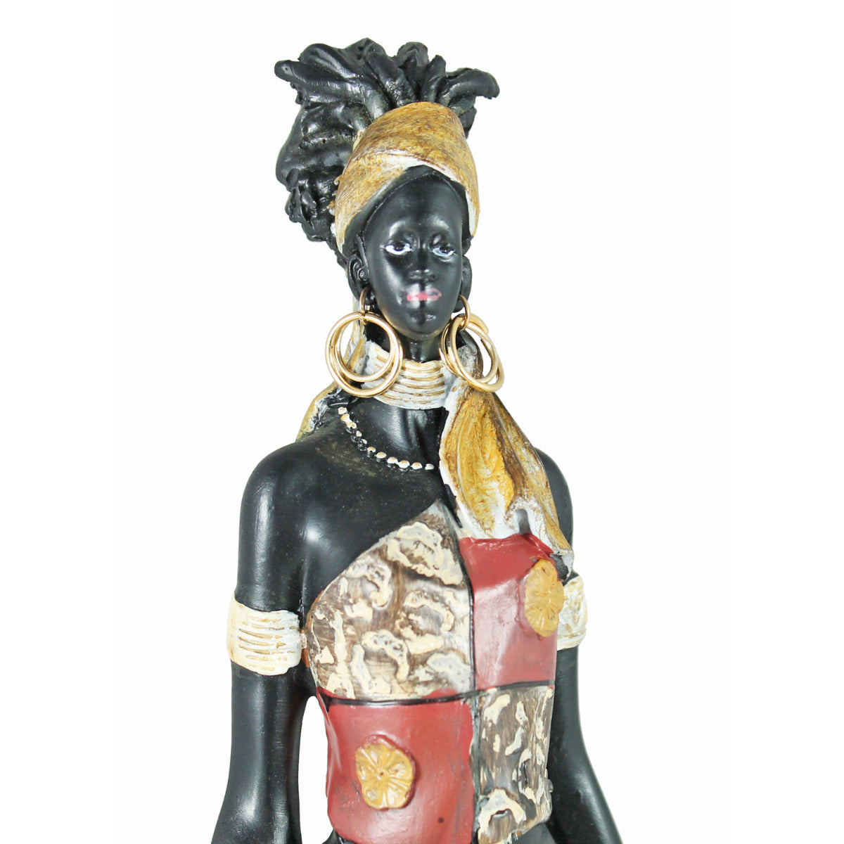 Afrika Deko Figur Frau in einem bunten Kleid mit Tuch Afrikanische Dekofiguren