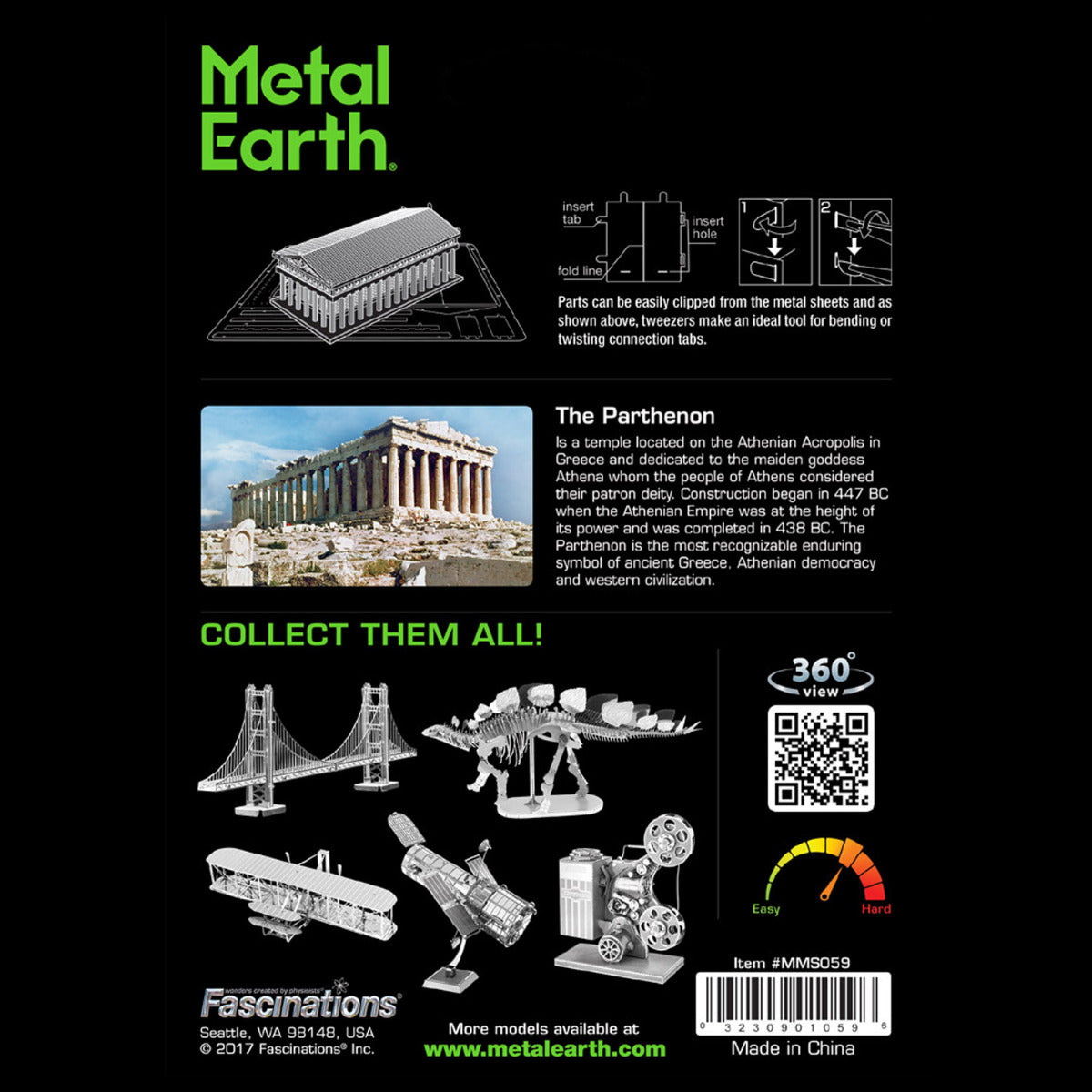Metal Earth Metallbausätze MMS059 Parthenon Metall Modell