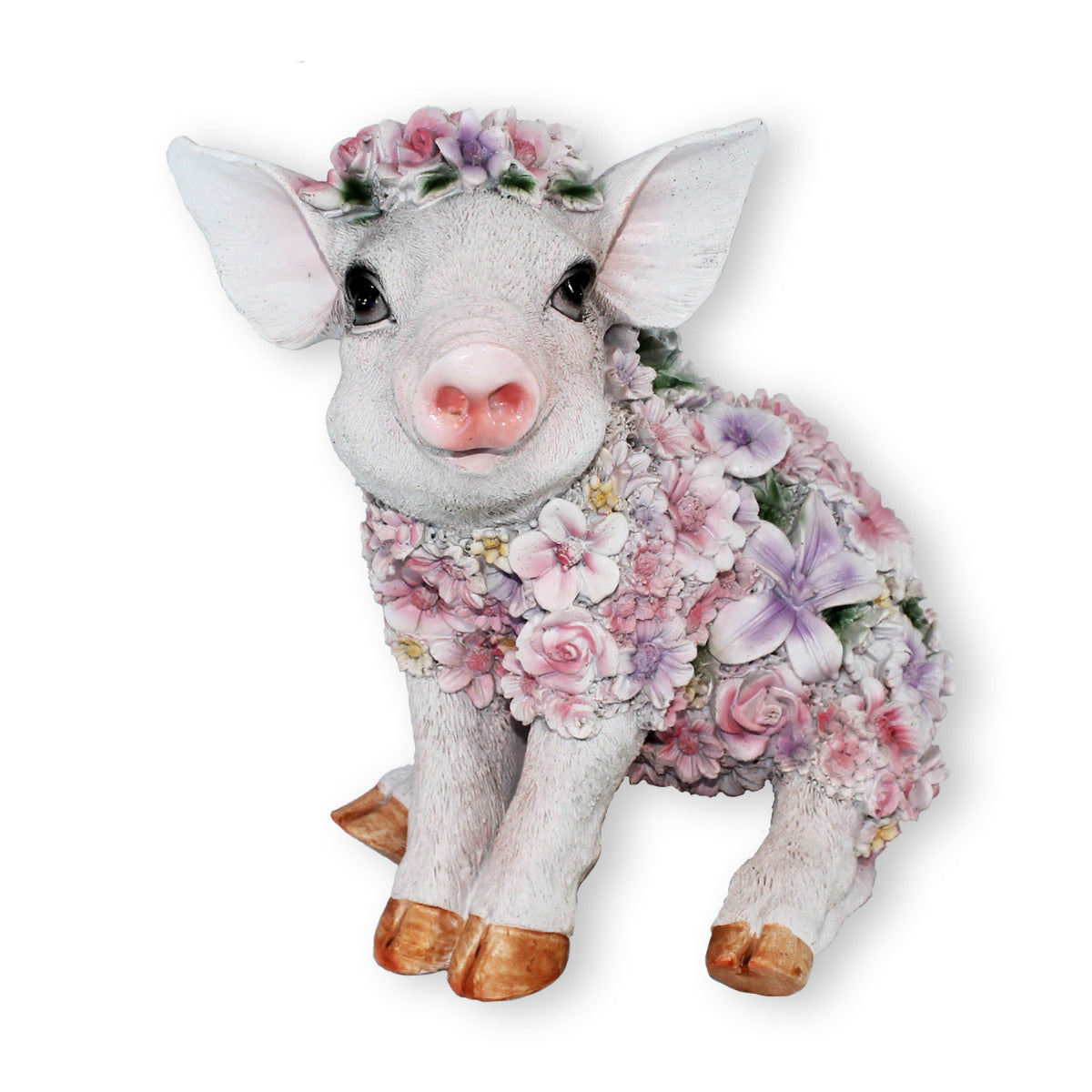 Schweine Figur sitzend Blumenschwein Deko Ferkel sitzend Deko Schwein
