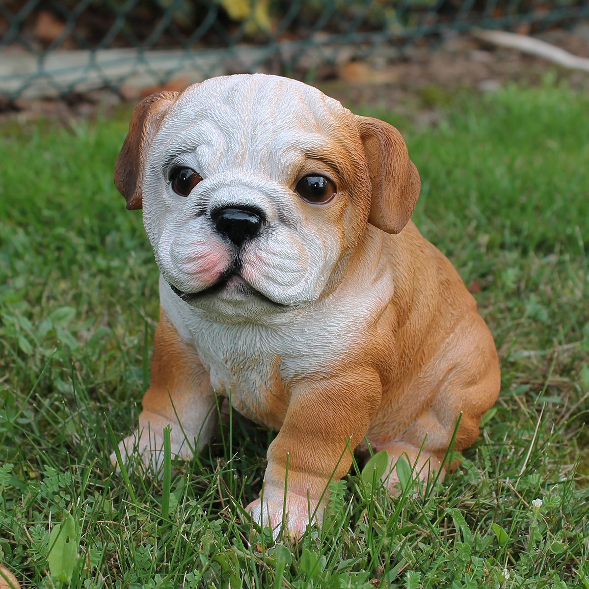 Hunde Figur Bulldogge Figur sitzend Hunde Deko lebensechte Hundefigur