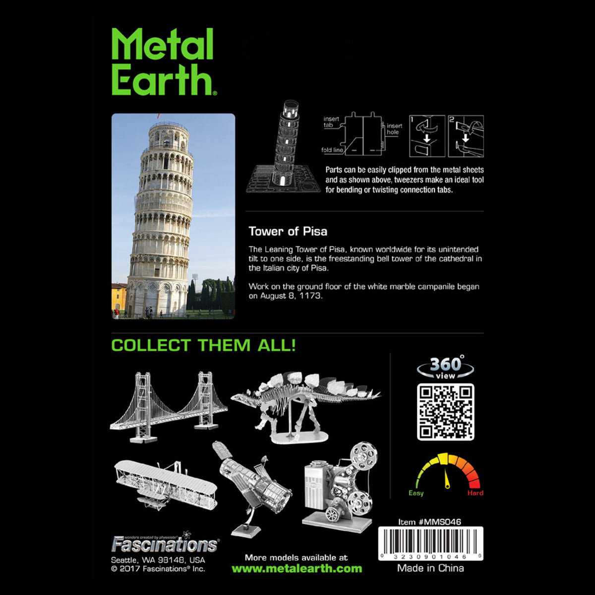 Metal Earth The Leaning Tower of Pisa Der Schiefe Turm von Pisa MMS046 3D Figur Metallbausatz