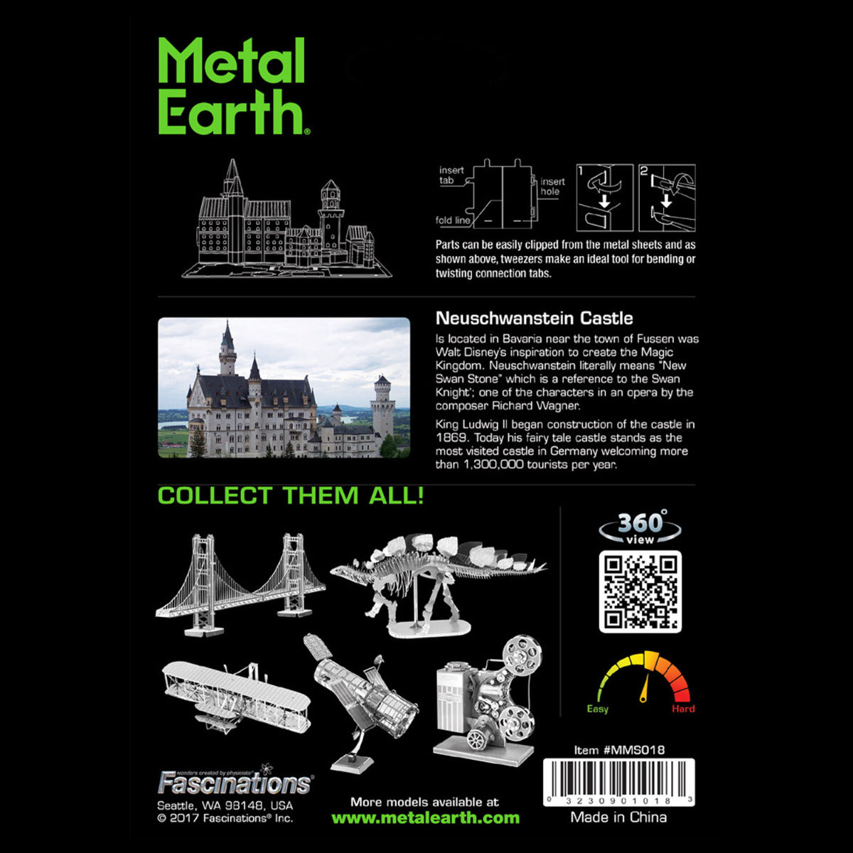 Metal Earth Metallbausätze MMS018 Schloss Neuschwanstein Metall Modell