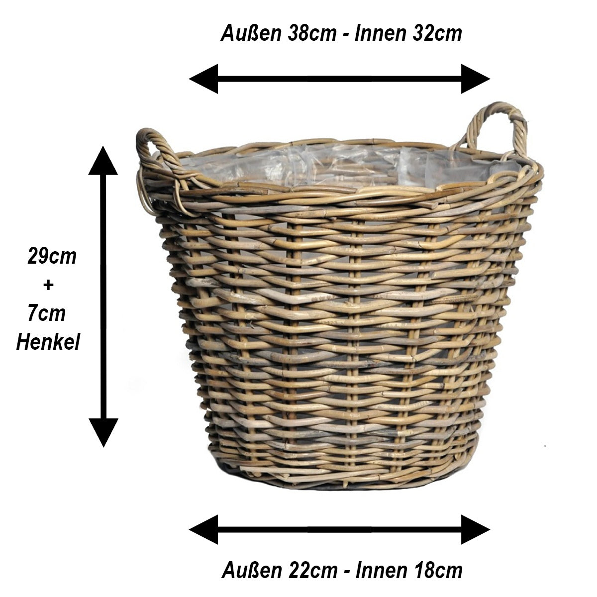 Weidekorb mit Henkel Pflanzkorb Weide groß Henkelkorb Weide