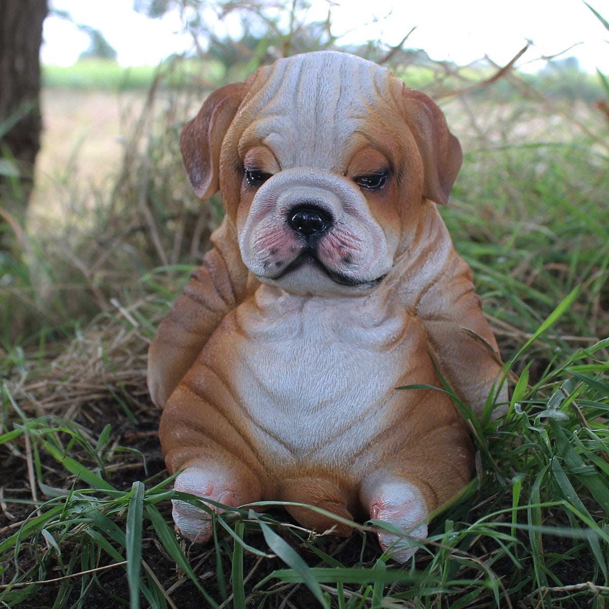 Hunde Figur Bulldogge Figur sitzend Hunde Deko lustige Hundefigur