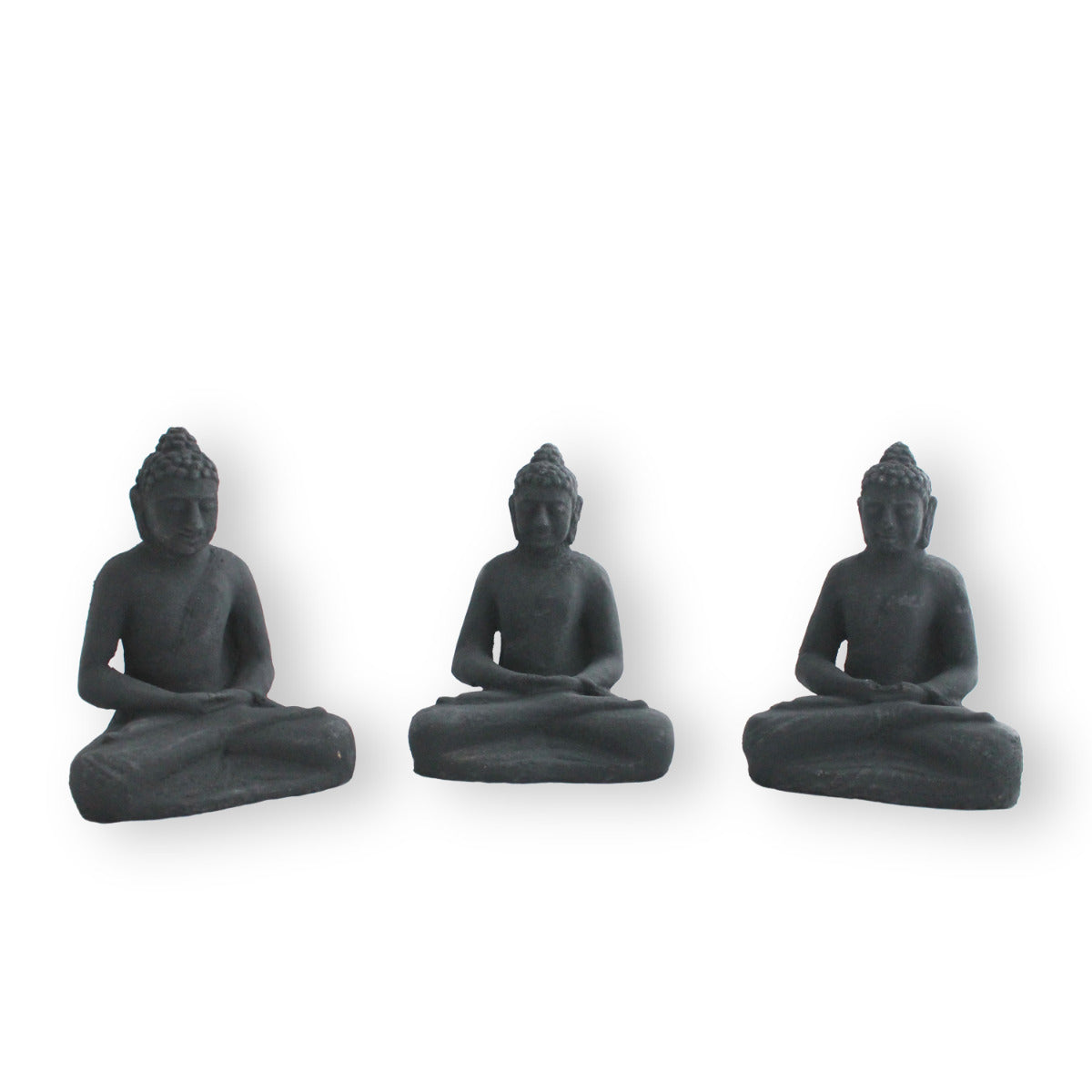 Dekofigur Buddha 3er Set aus Stein Meditation Feng Shui Gartenfigur Dekoration
