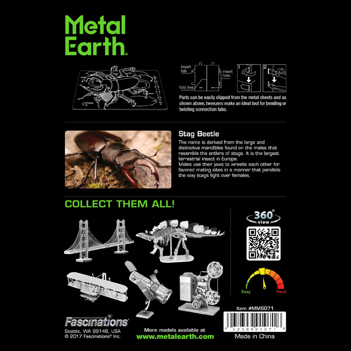 Metal Earth Metallbausätze MMS071 Stag Beetle Hirschkäfer Metall Modell