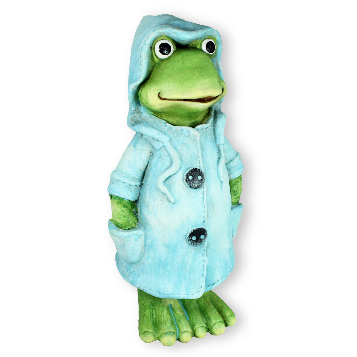 Frosch Dekofigur stehend mit Mantel in blau Gartenfigur Frosch Froschfigur Teichdeko