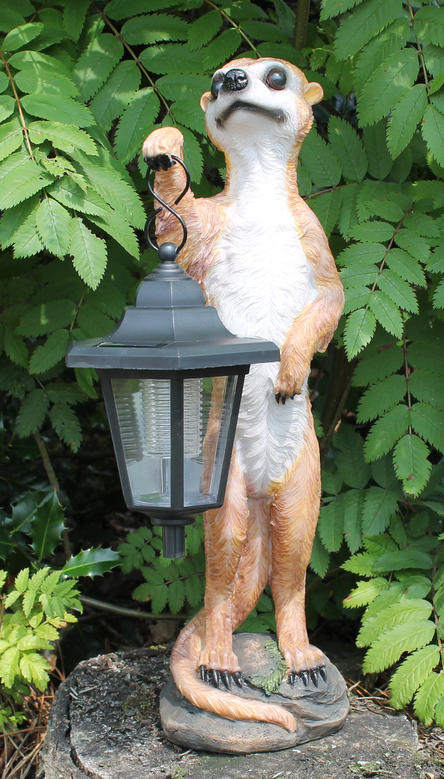 Dekofigur Erdmännchen Henry mit LED Solarlampe Gartendeko Dekoration Garten