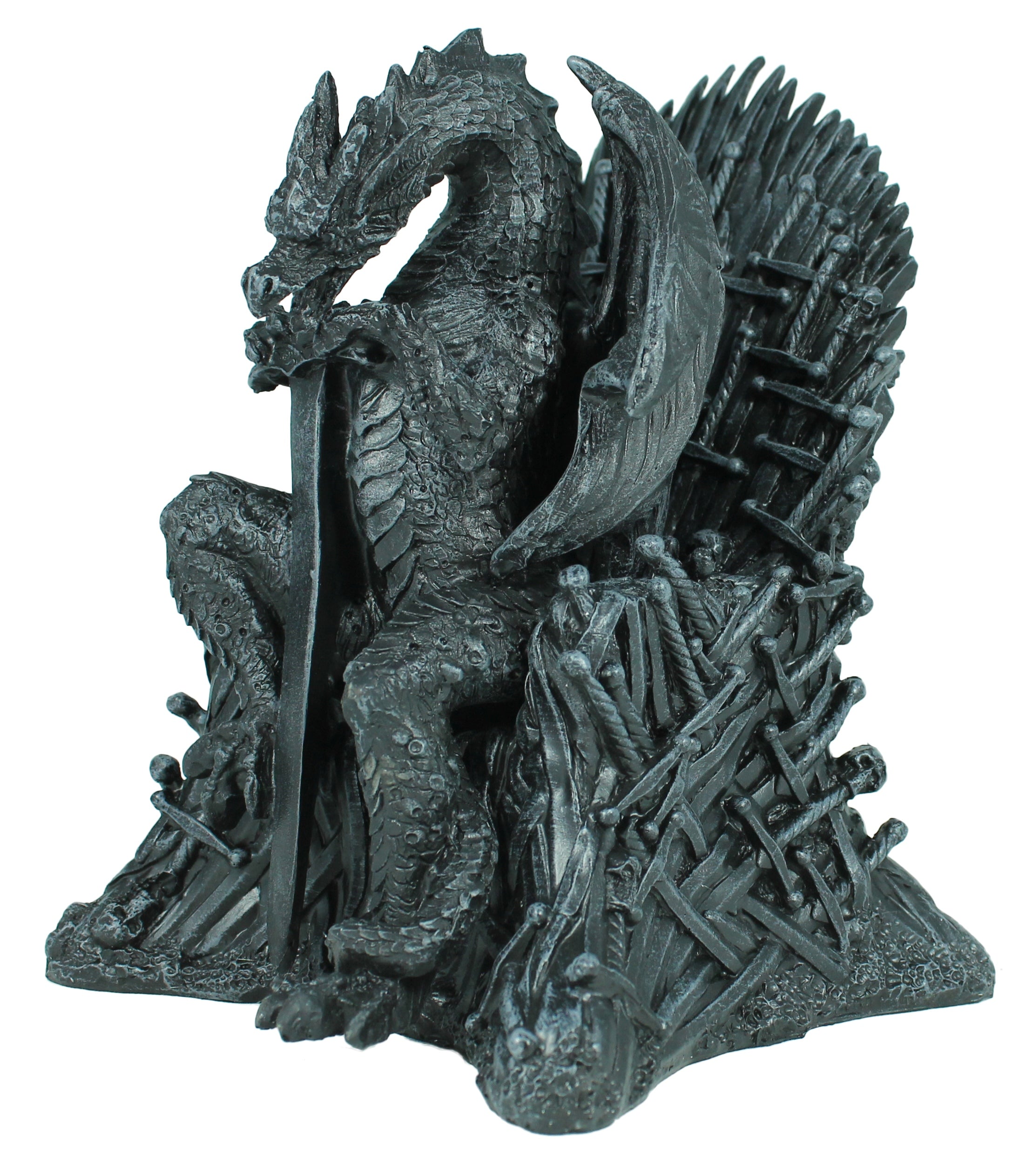 Dekofigur Drachenfigur Drache auf Thron mit Schwert Mystic Gothic Fantasy Figur