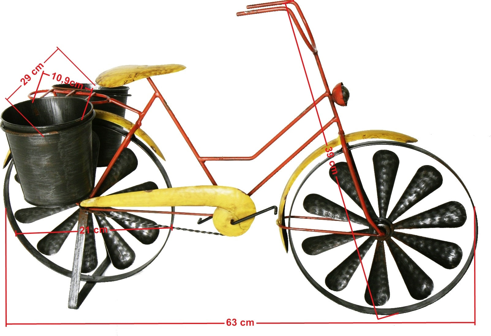 Windspiel Pflanztopf Fahrrad Damenrad Metallwindrad Fahrrad 2 Windräder Kugellager 63 cm