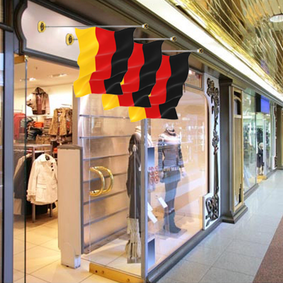 Fahnenhalter für Fenster-Fahnen weiß 46 cm schnell-Saugsystem für Kiosk Messestand Geschäft
