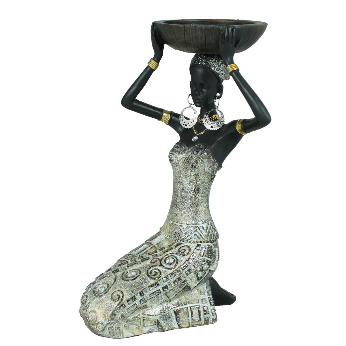 Afrika Deko Figur Frau mit einer Schale auf dem Kopf Afrikanische Dekofiguren