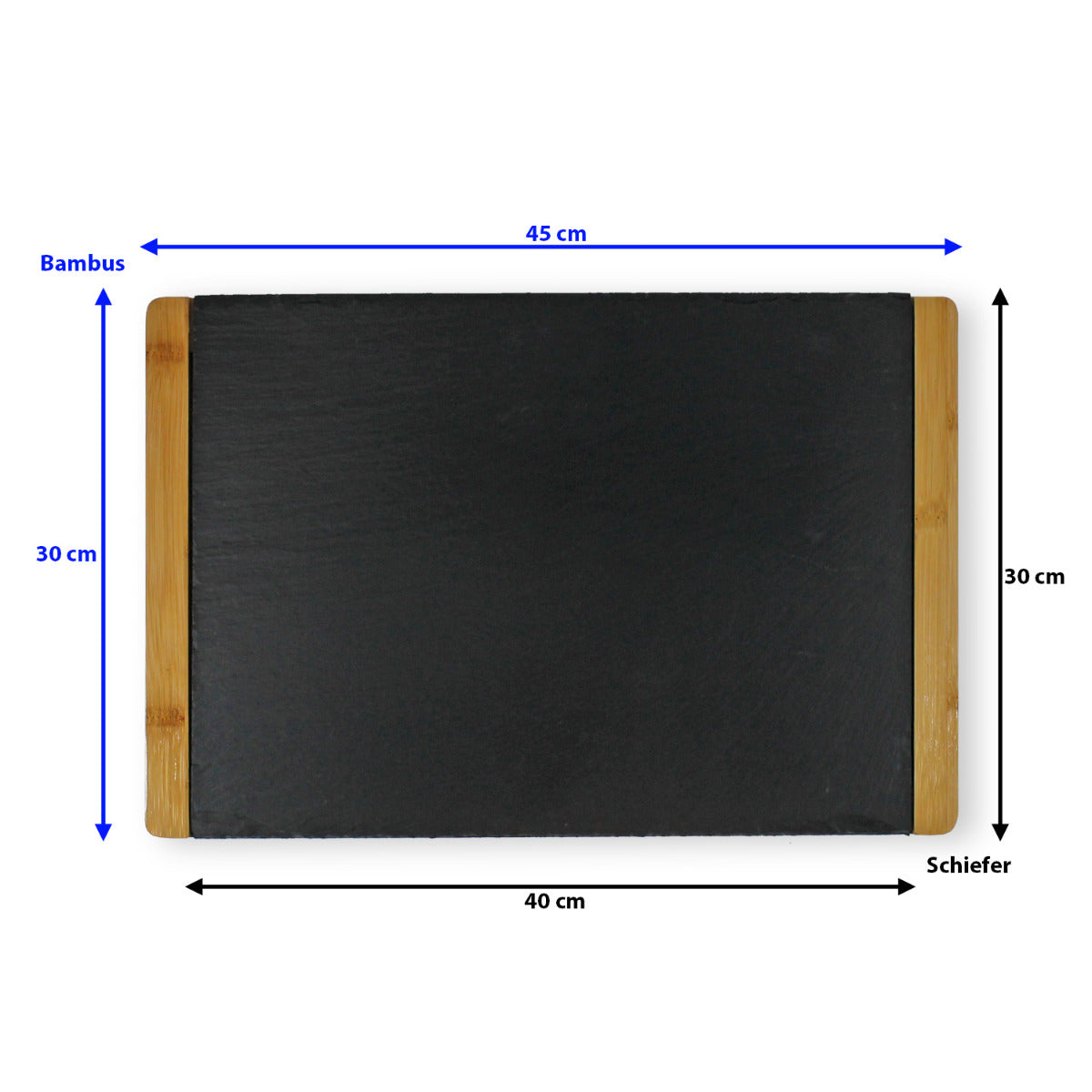 Servierplatte Schiefer 45 x 30 cm Buffetplatte schwarz Servierplatte Holz Rahmen FSC
