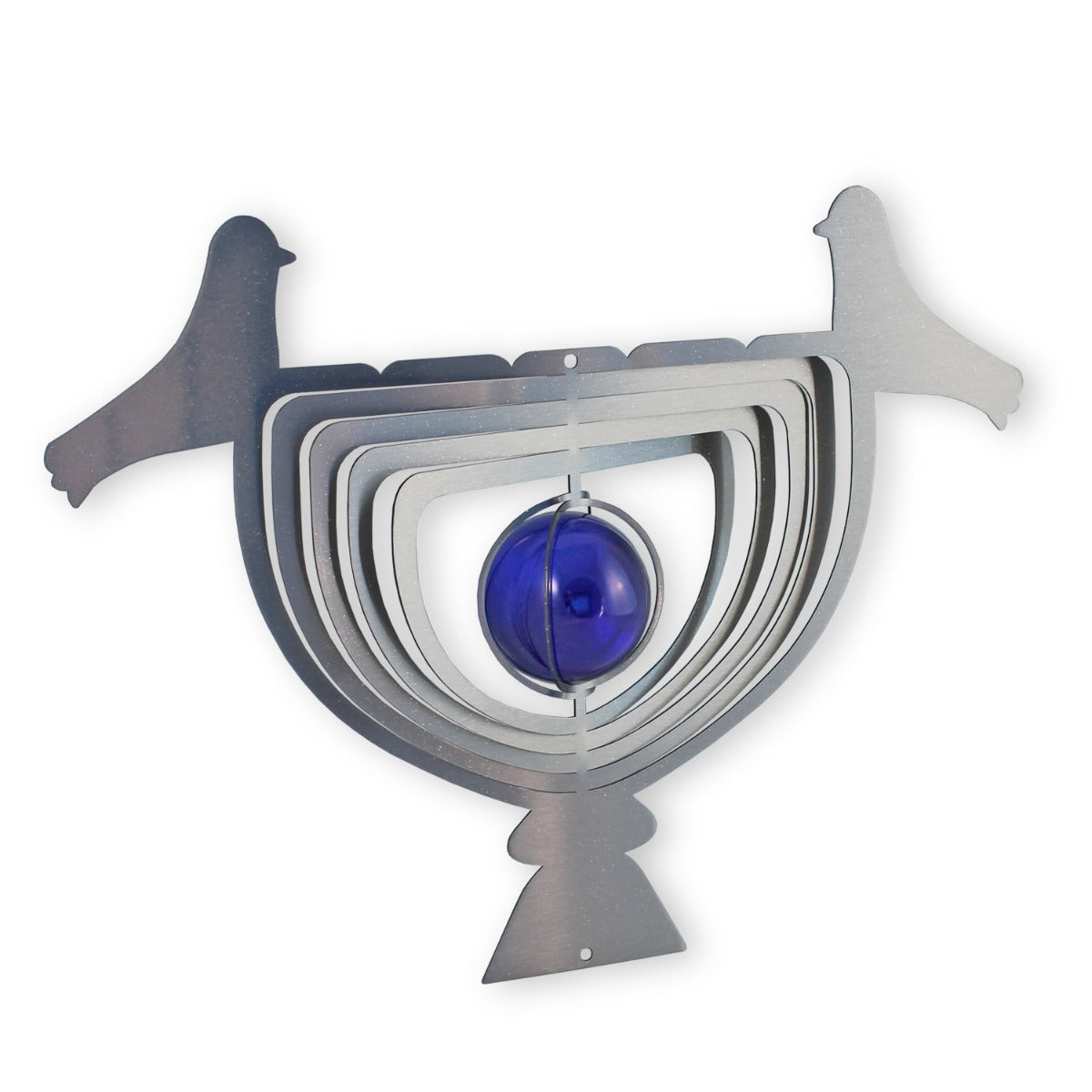 Windspiel Metall 3D Vogel Edelstahl Windspiele hängend mit Glaskugel