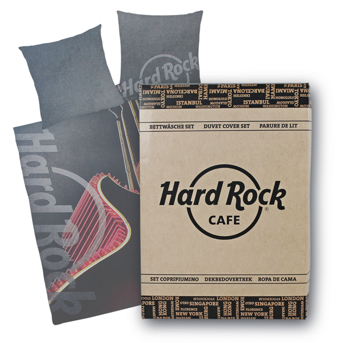 HARD ROCK CAFE Bettwäsche 140x200 mit Kissen Wendebettwäsche Bettdecke Reißverschluss