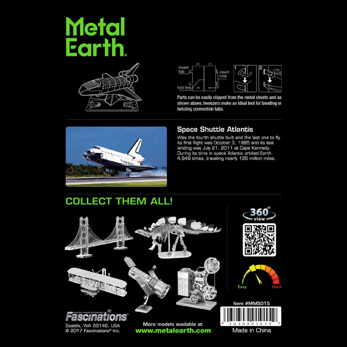 Metal Earth Metallbausätze MMS015 Space Shuttle Atlantis Raumfähre Metall Modell