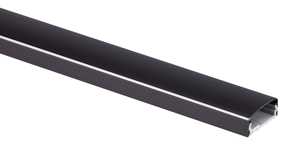 Alu Kabelkanal schwarz gerundet 115x3,7 cm für TV HiFi Computer Lampen Aluminium Abdeckung