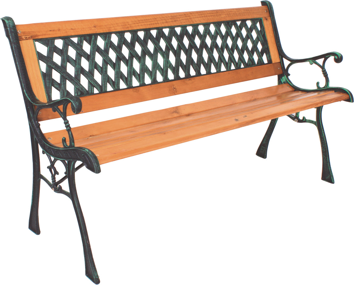 Gartenbank Sitzbank WINDSOR 2-Sitzer Länge 125 cm Holz Stahl PVC Outdoor Gartenmöbel