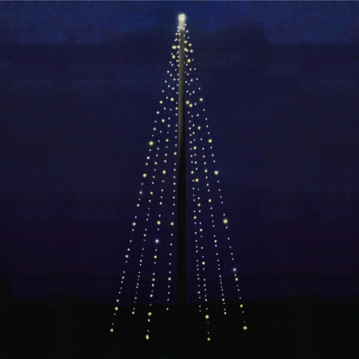Fahnenmast Beleuchtung Lichterkette LED außen 400 LED warmweiss Timer Weihnachtsbeleuchtung