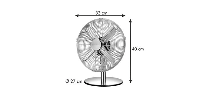Tischventilator Tisch Ventilator Retro 35 cm Edelstahl Chrom Windmaschine Venti schwenkbar