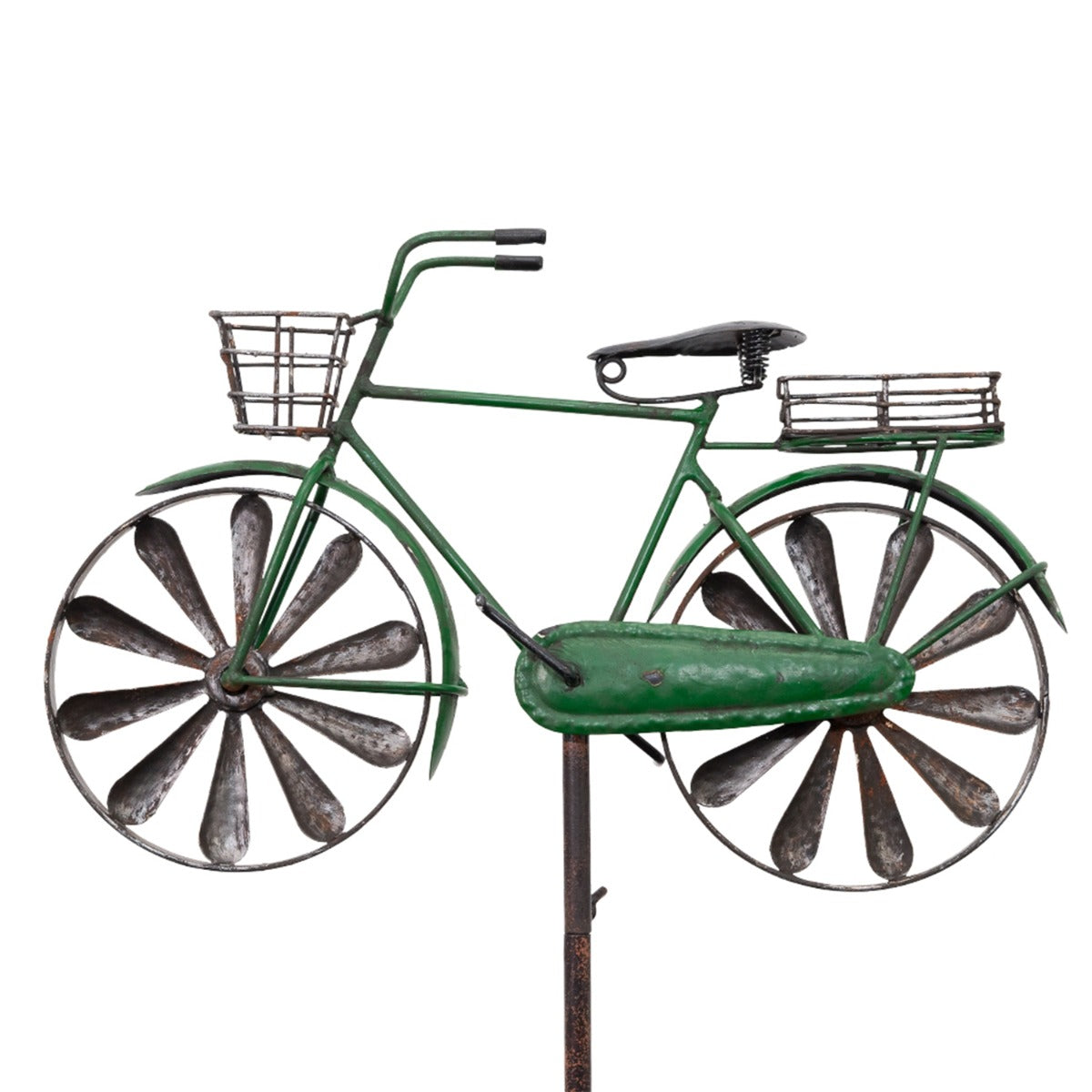 Windspiel Metall Windrad Fahrrad Citybike grün Windräder kugelgelagert