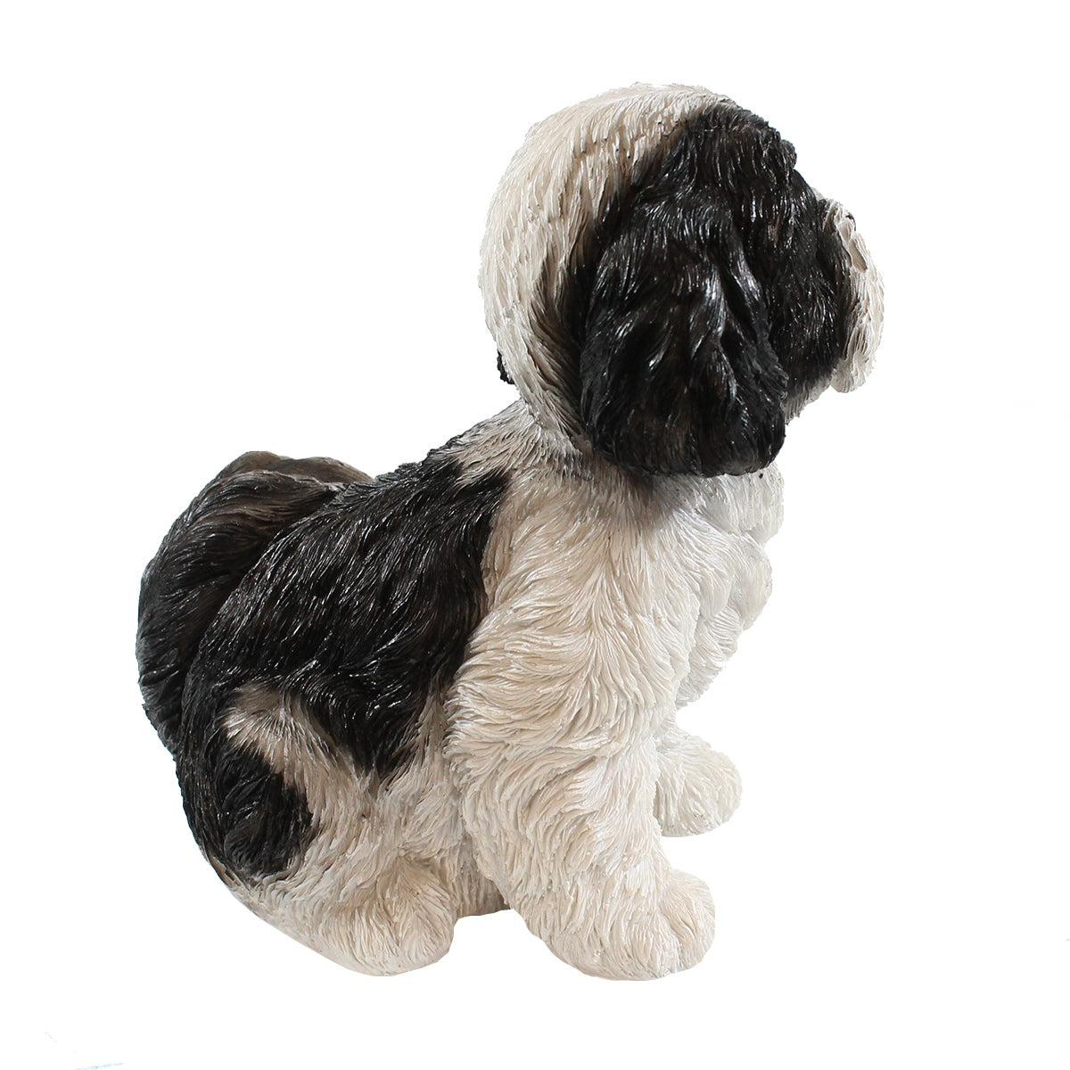 colourliving Hunde Figur Shih Tzu Welpe sitzend weiß-schwarz Hund Tierfigur Hundefigur