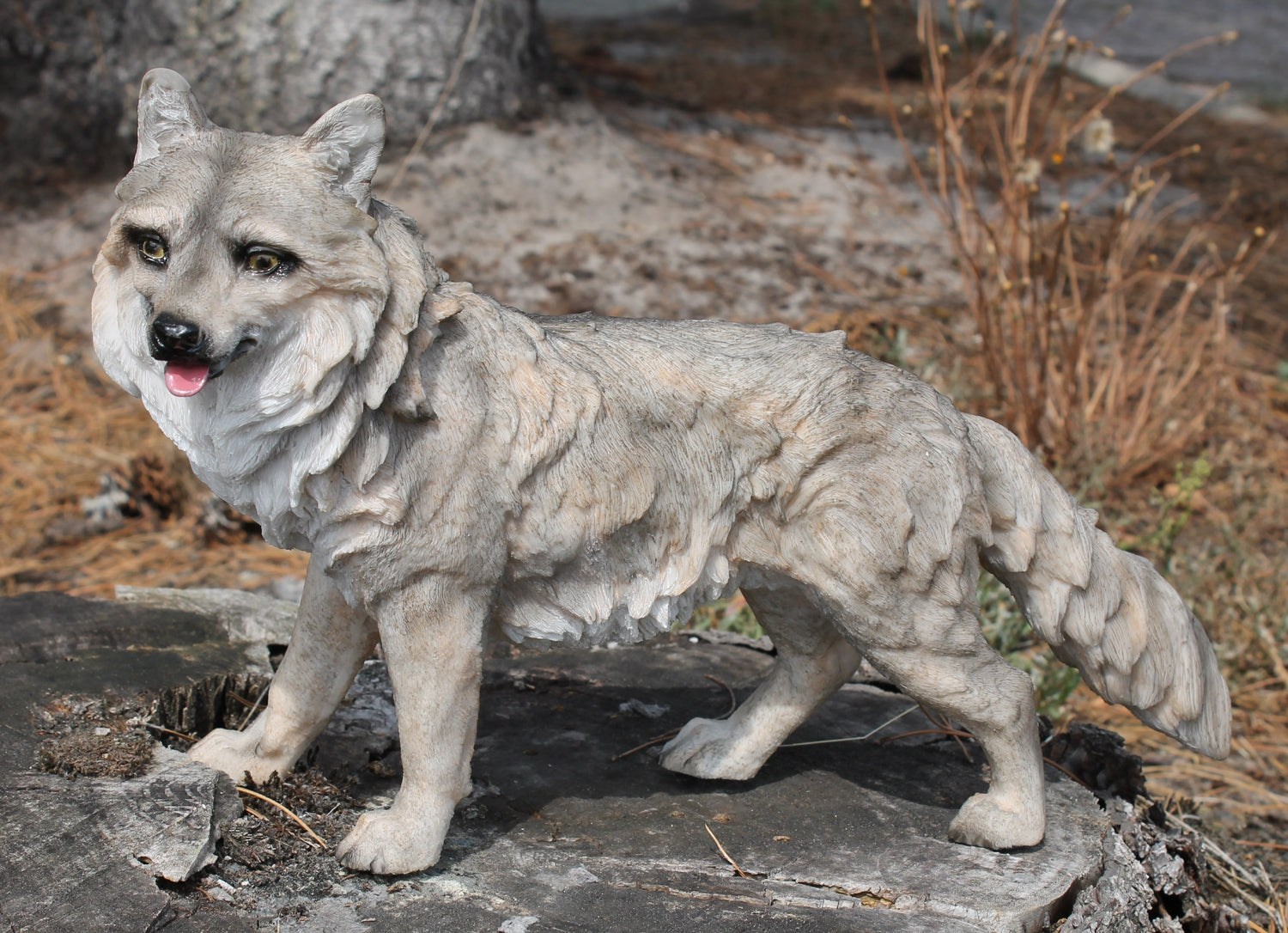 Wolf Tierfigur Wolf-Figur 36 cm Wolf-Deko Wolfswelpe Gartendeko Dekofigur