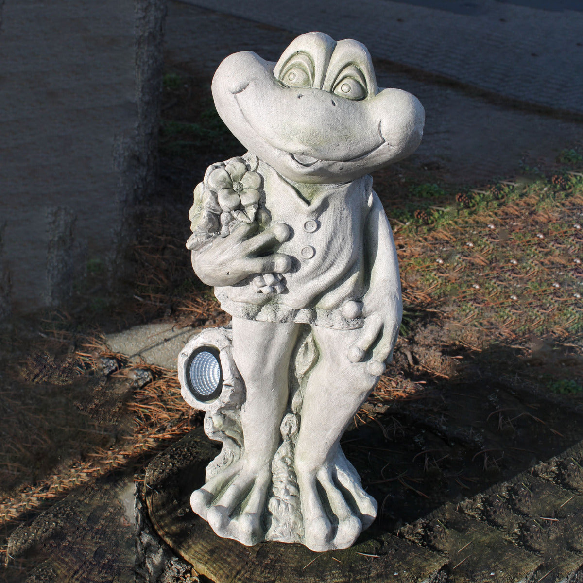 Dekofigur Frosch mit Solarlampe Gartenfigur Froschfigur Gartenleuchte Solar
