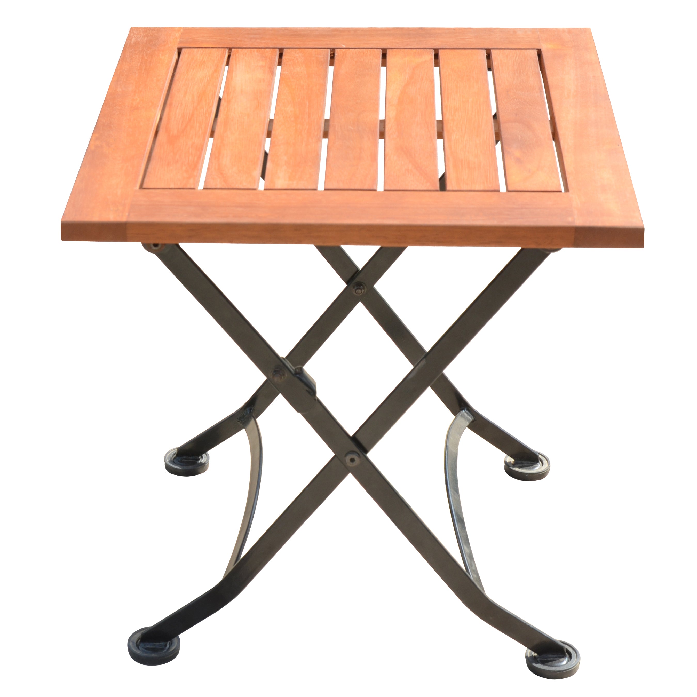Beistelltisch Gartentisch WIEN klappbar quadratisch Länge 45 cm Stahlgestell lackiert Holz Eukalyptus FSC 100%