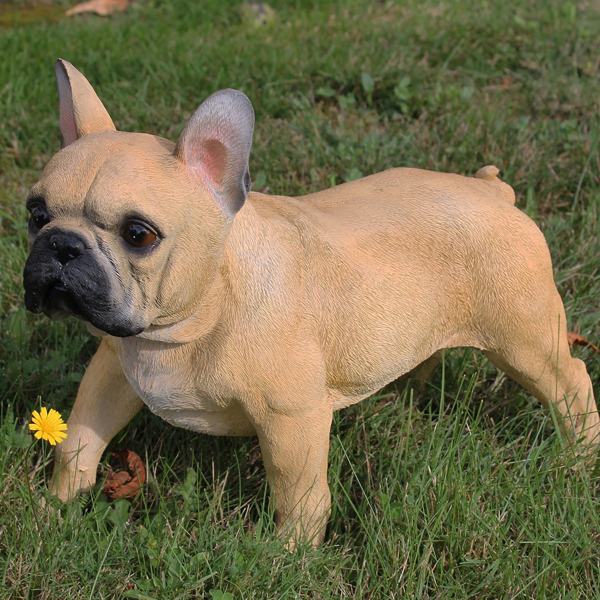 Hunde Figur Französische Bulldogge Figur stehend braun lebensechte Hundefigur